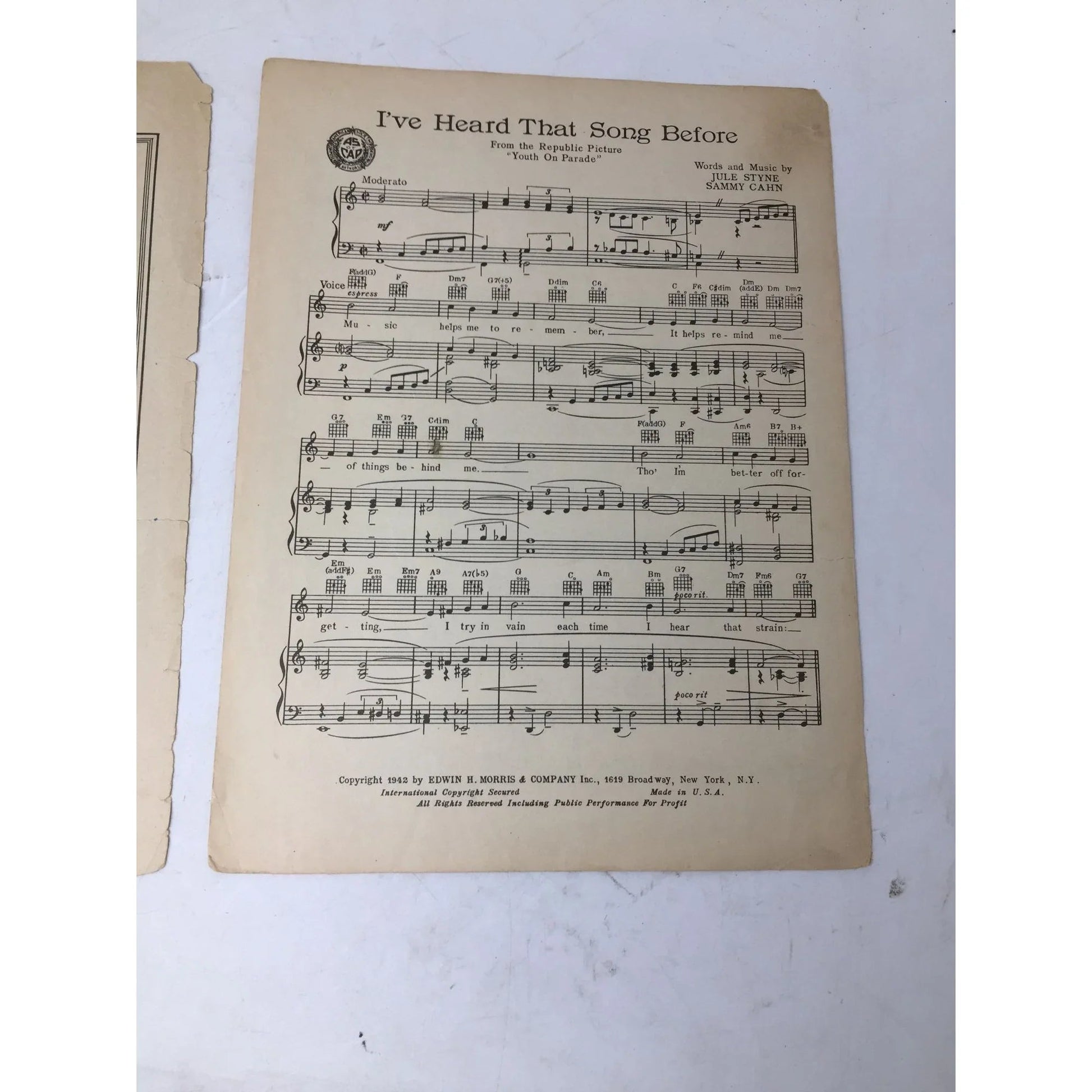 ''I've Heard that Song Before'' Vintage 1942 Sheet music - A+ Stuff - Sheet Music - A+ Stuff