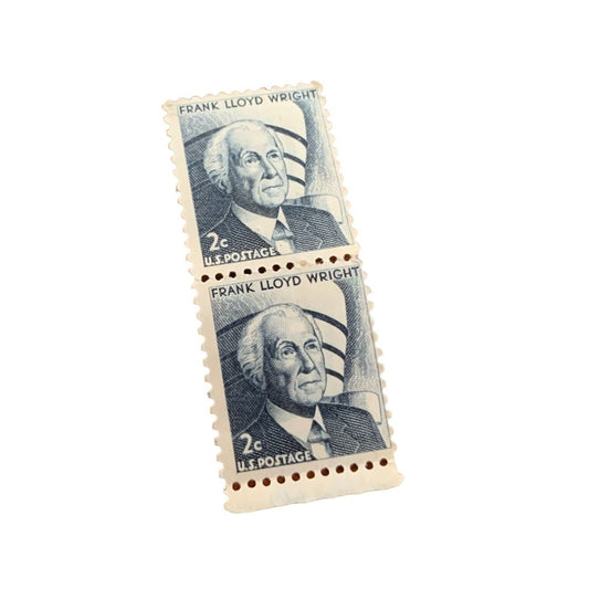 Vintage Frank Lloyd Wright 2 Cent Collectible Postage Stamps (2)