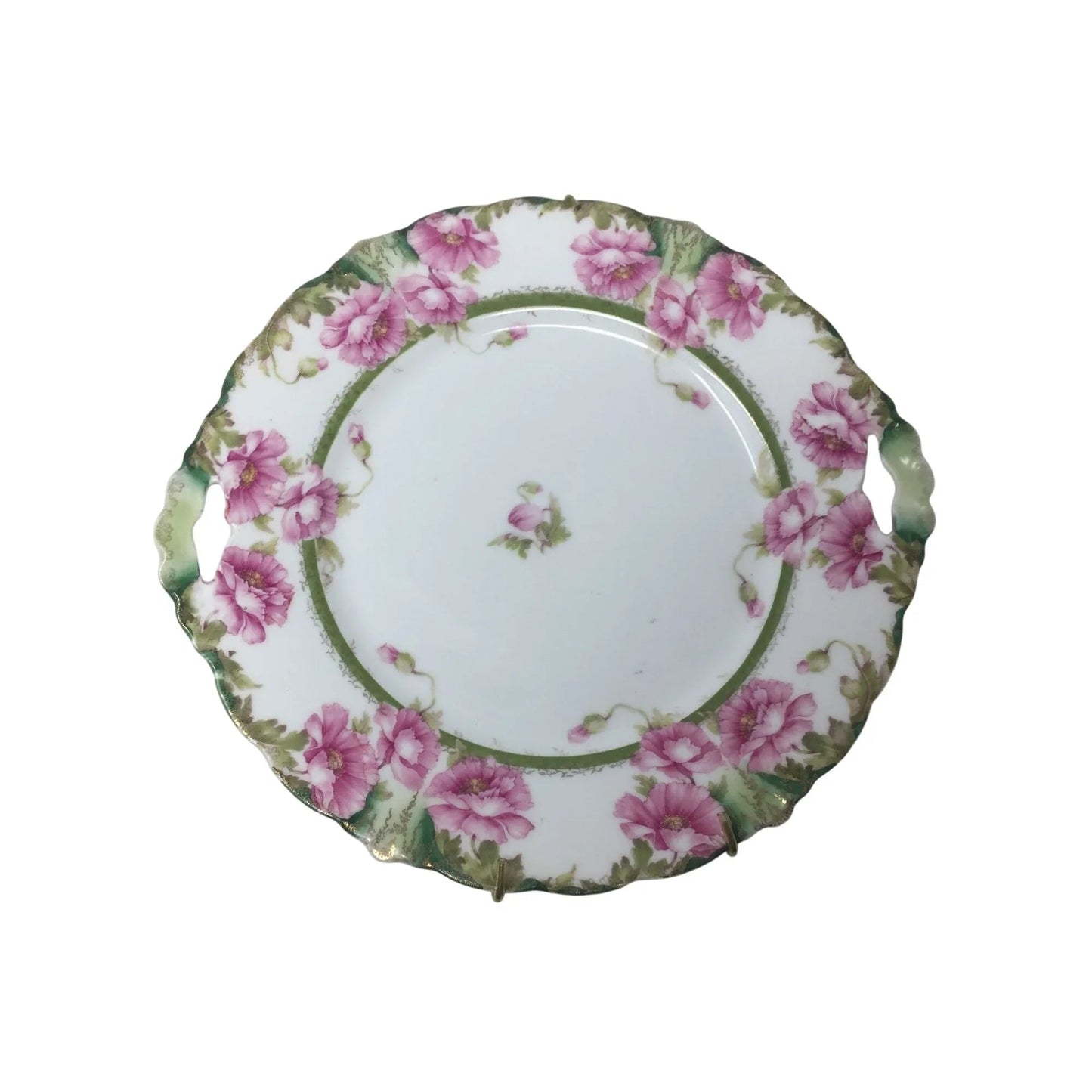 J & C Malmaison Germany Pink Floral Patterned Collectible Plate with Handles - J & C Malmaison - Plates - A+ Stuff