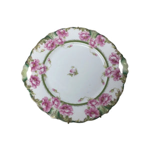 J & C Malmaison Germany Pink Floral Patterned Collectible Plate with Handles