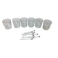 Vintage Set of 6 Clear Glass Drinking Glasses with Stirrers - A+ Stuff