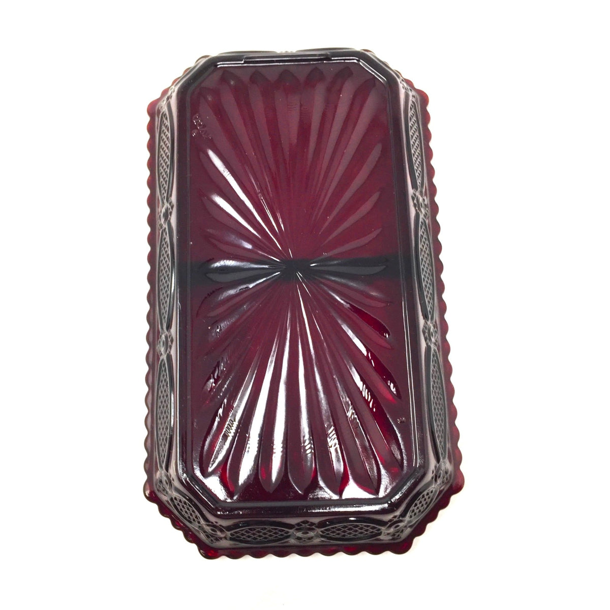 Vintage Avon 1876 Cape Cod Collection Ruby Red Glass Divided Condiment / Relish Dish Avon  A+ Stuff Drinking, Dining & More