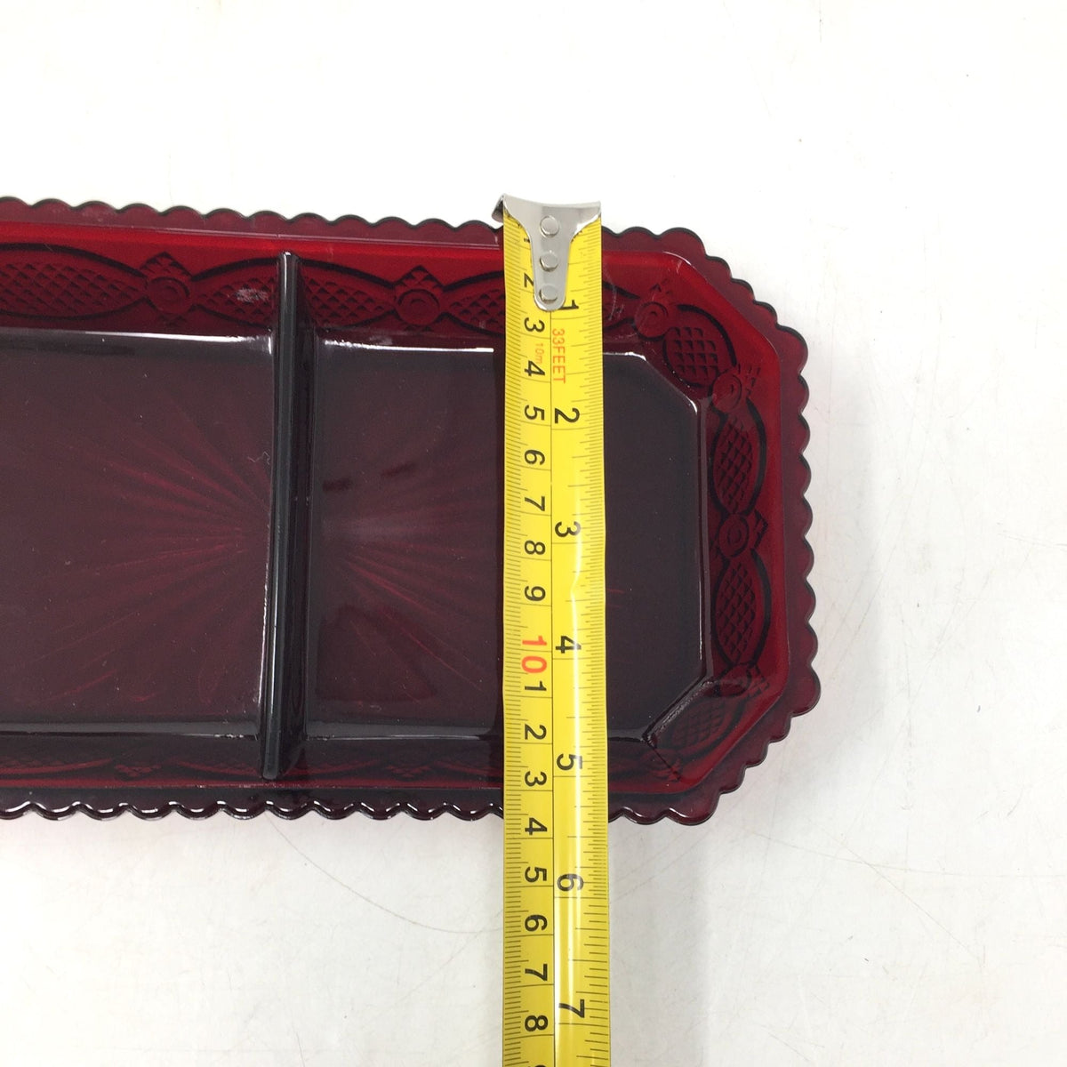 Vintage Avon 1876 Cape Cod Collection Ruby Red Glass Divided Condiment / Relish Dish Avon  A+ Stuff Drinking, Dining & More