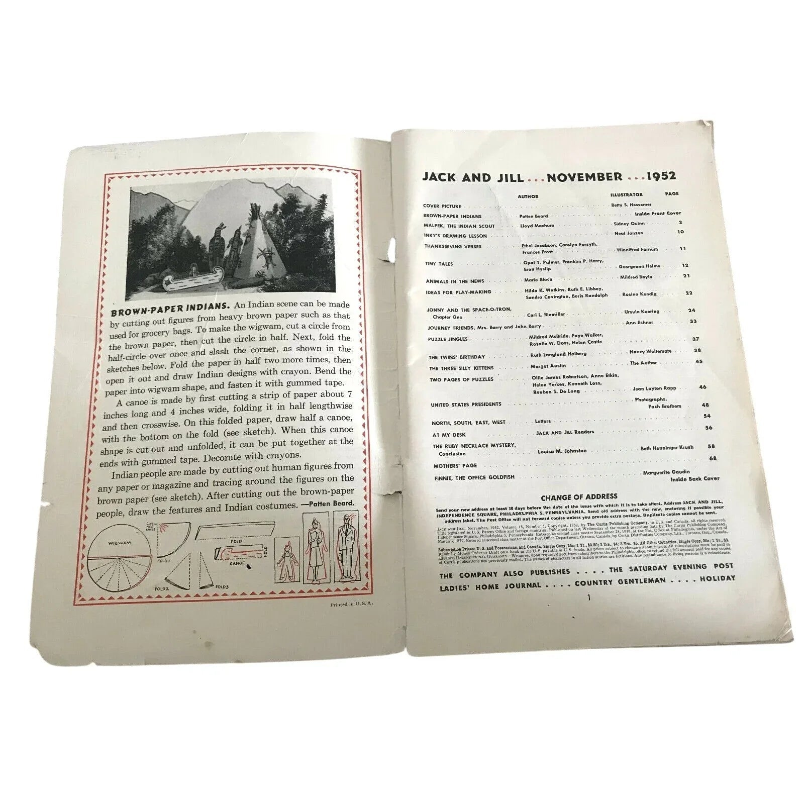 Jack and Jill Children's Magazine - November 1952 Stories, Games and Activities - Jack & Jill - Children's Magazine - A+ Stuff