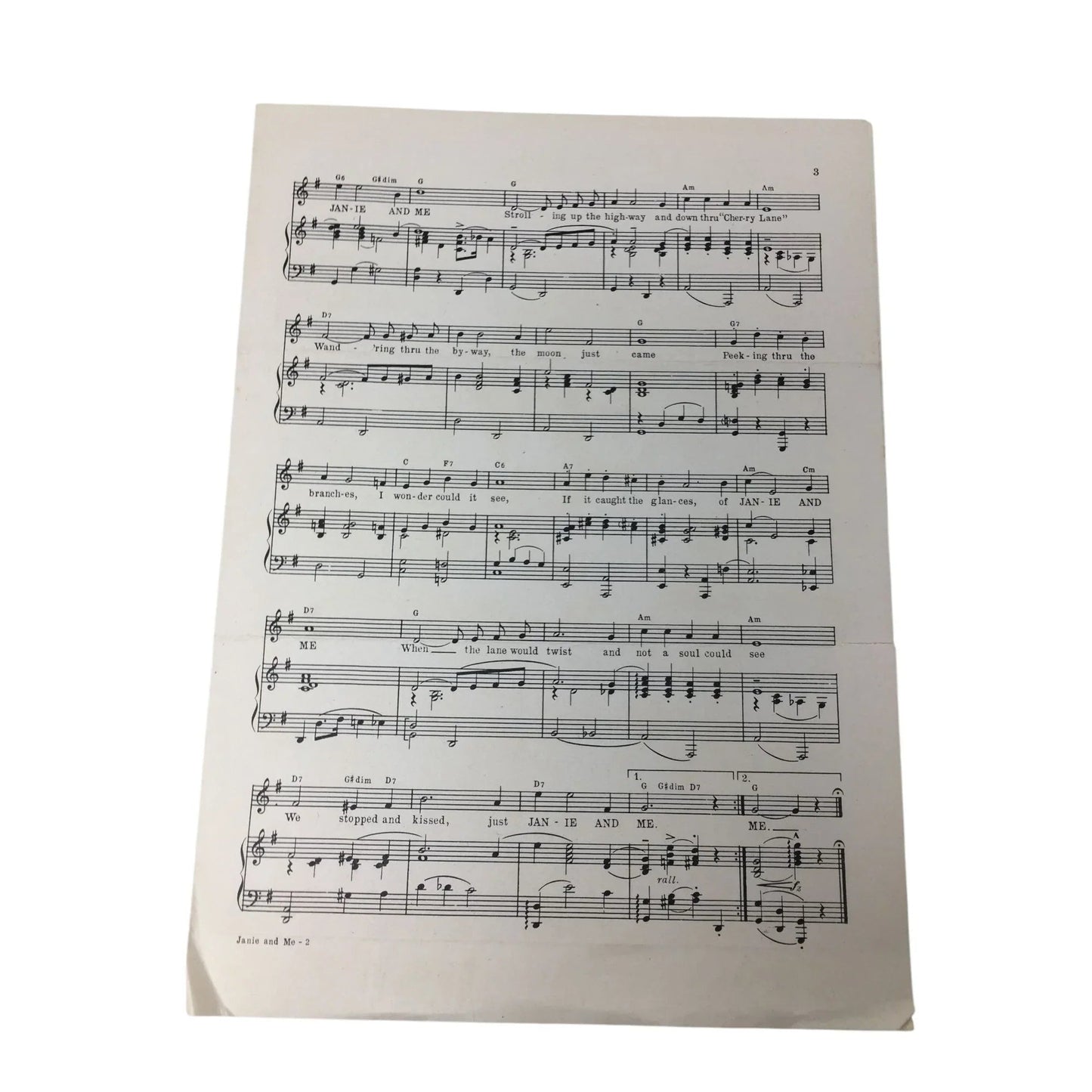 ''Janie and Me'' Vintage Sheet Music - A+ Stuff - sheet music - A+ Stuff