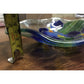 Vintage Peggy Karr Fused Art Glass Ruffled Blue Iris Bowl