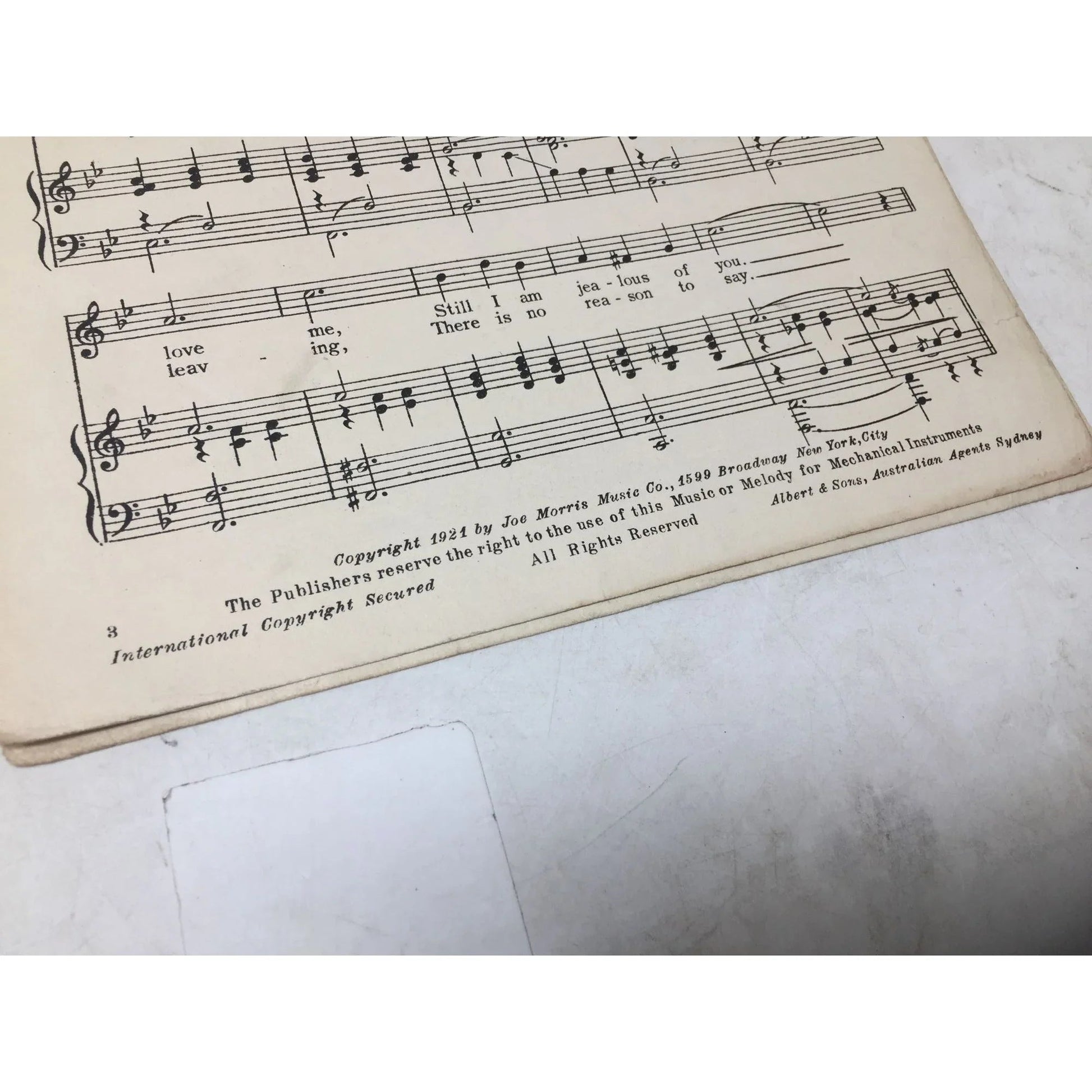 ''JEALOUS OF YOU'' ANTIQUE SHEET MUSIC BOOK - A+ Stuff - SHEET MUSIC - A+ Stuff