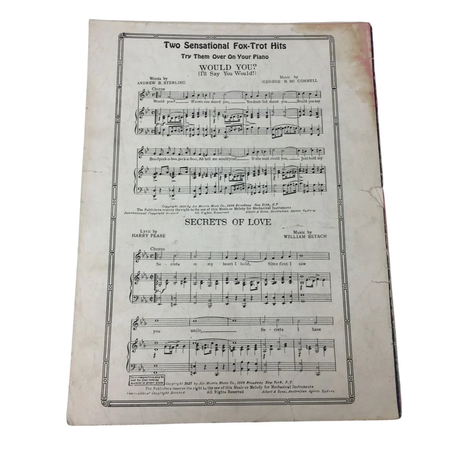 ''JEALOUS OF YOU'' ANTIQUE SHEET MUSIC BOOK - A+ Stuff - SHEET MUSIC - A+ Stuff