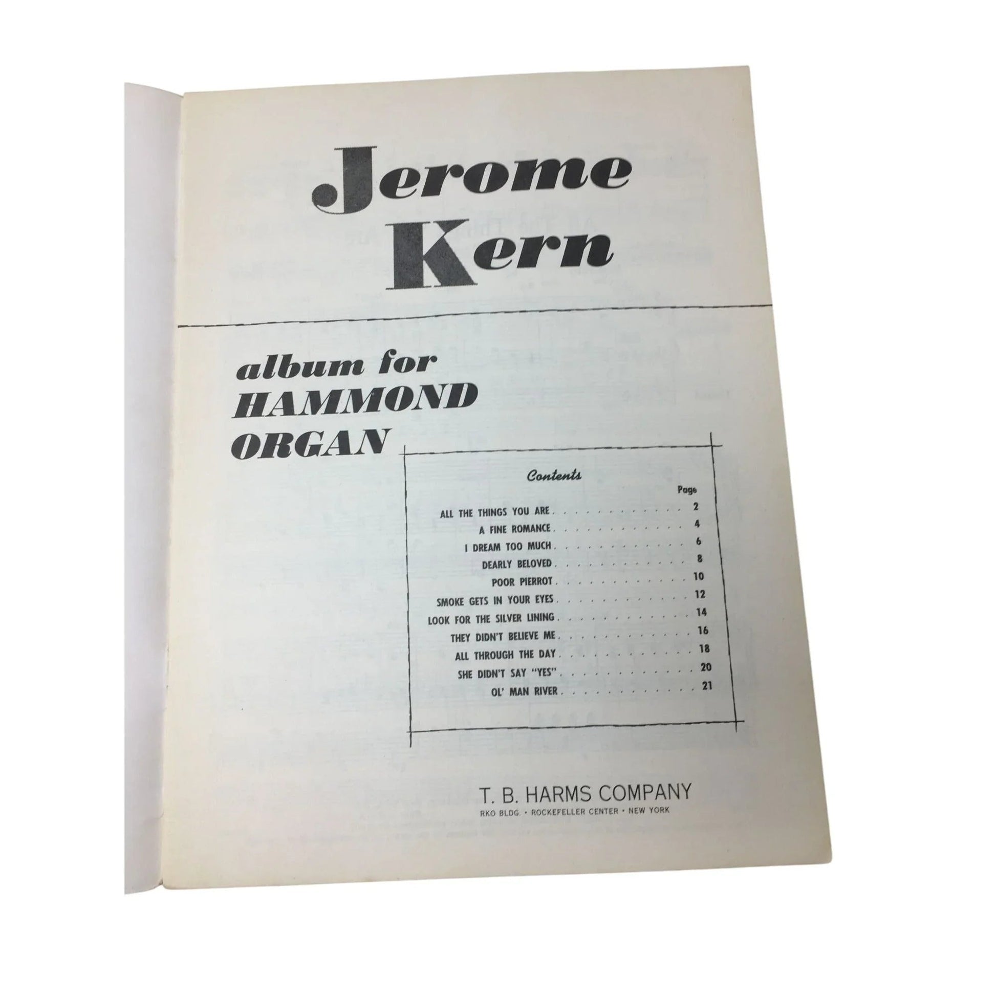 Jerome Kern Album for Hammond Organ Preset and Spinet Model - A+ Stuff - SHEET MUSIC - A+ Stuff