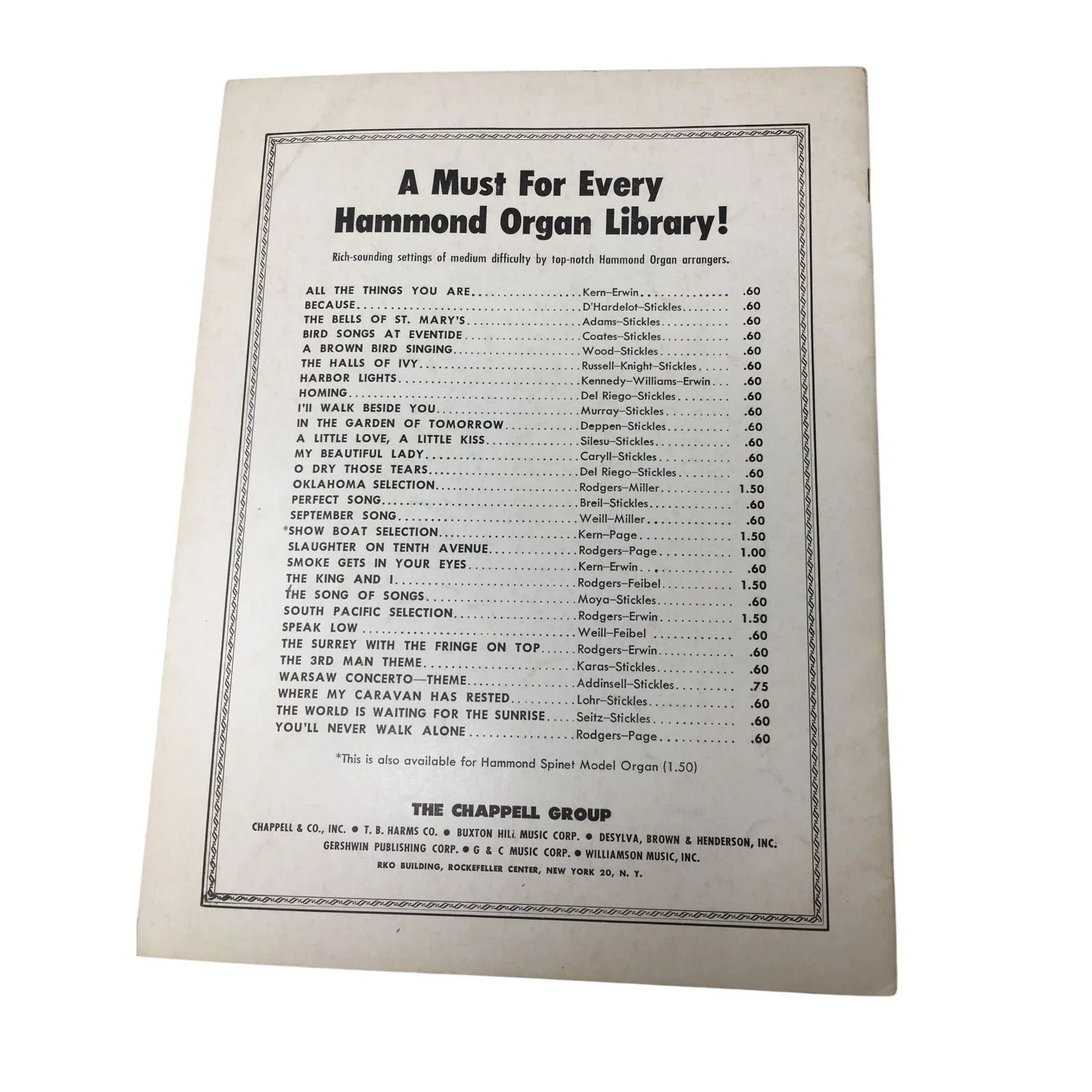 Jerome Kern Album for Hammond Organ Preset and Spinet Model - A+ Stuff - SHEET MUSIC - A+ Stuff