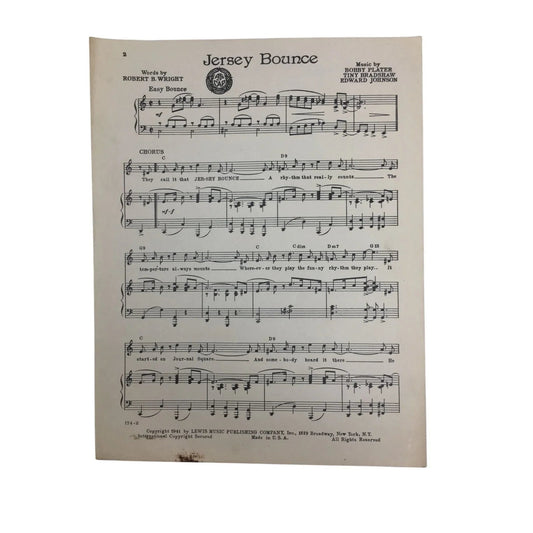 ''JERSEY BOUNCE'' VINTAGE 1941 SHEET MUSIC BOOK - A+ Stuff - SHEET MUSIC - A+ Stuff