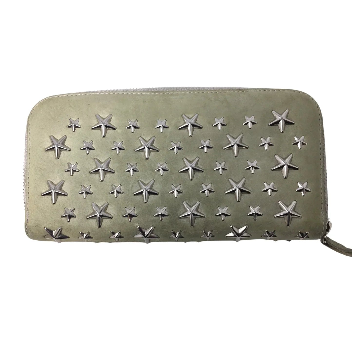 Jimmy Choo Beige / Gray Star Studded Zip Around Long Wallet - Jimmy Choo - Wallet - A+ Stuff