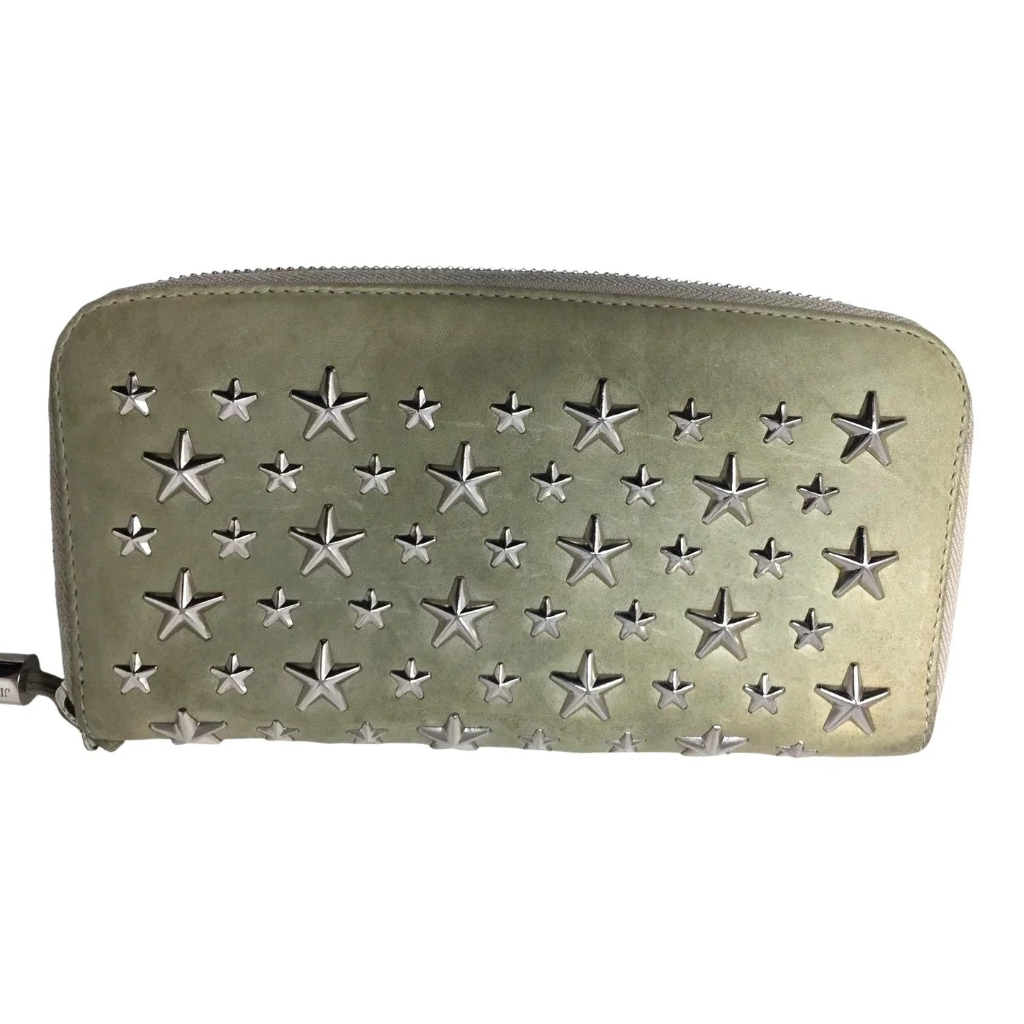 Jimmy Choo Beige / Gray Star Studded Zip Around Long Wallet - Jimmy Choo - Wallet - A+ Stuff