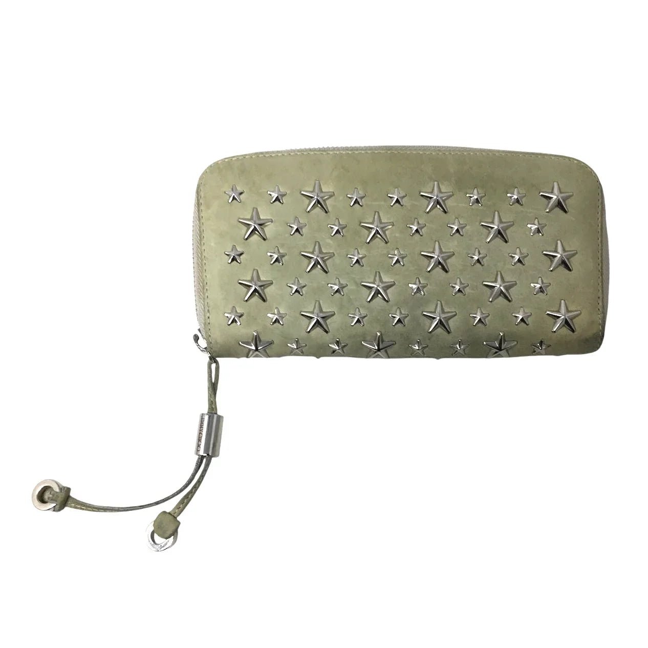 Jimmy Choo Beige / Gray Star Studded Zip Around Long Wallet - Jimmy Choo - Wallet - A+ Stuff