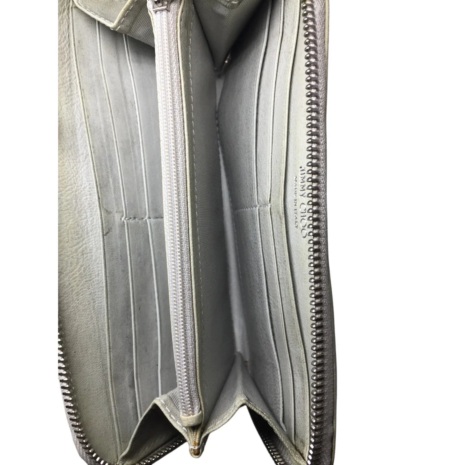 Jimmy Choo Beige / Gray Star Studded Zip Around Long Wallet - Jimmy Choo - Wallet - A+ Stuff