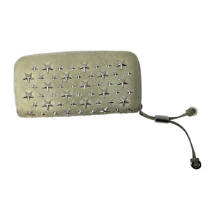 Jimmy Choo Beige / Gray Star Studded Zip Around Long Wallet