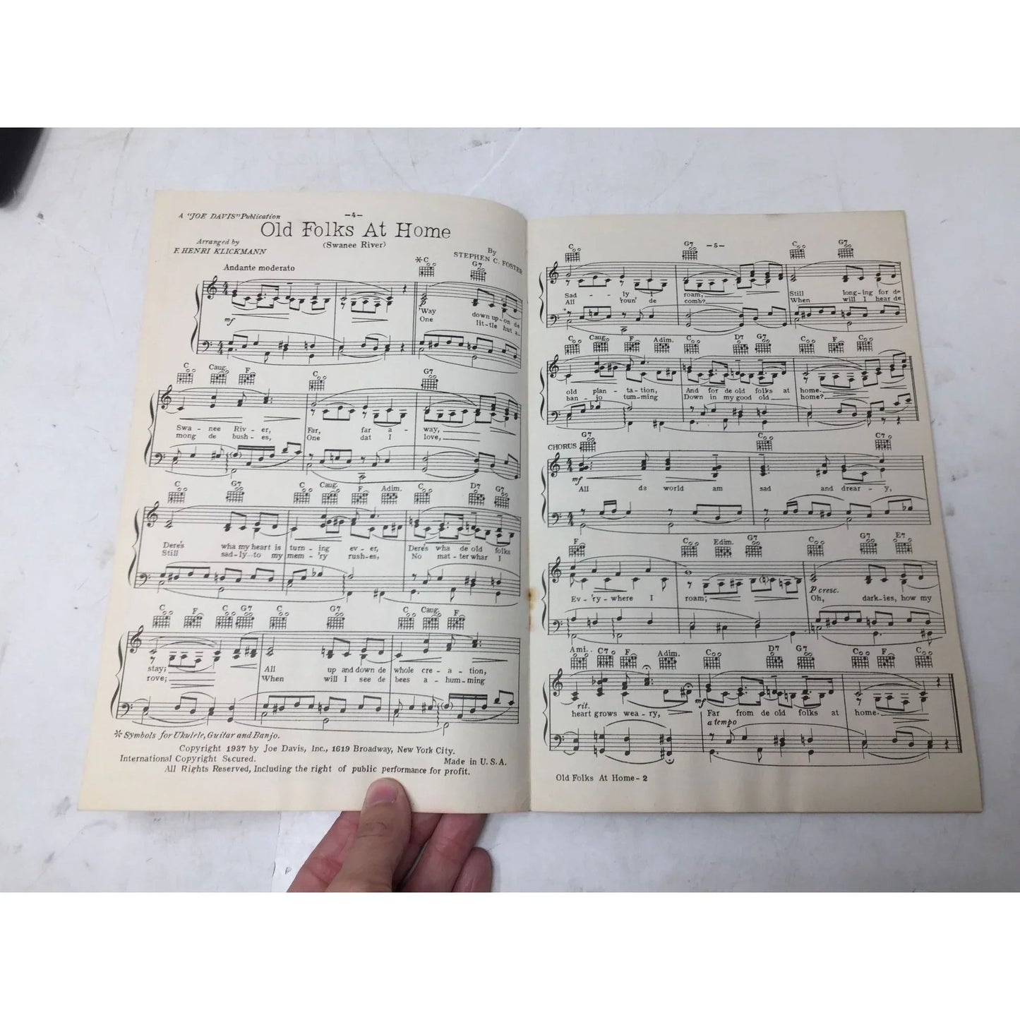 Joe Davis' Folio of Stephen C Foster's Famous Songs - A+ Stuff - SHEET MUSIC - A+ Stuff