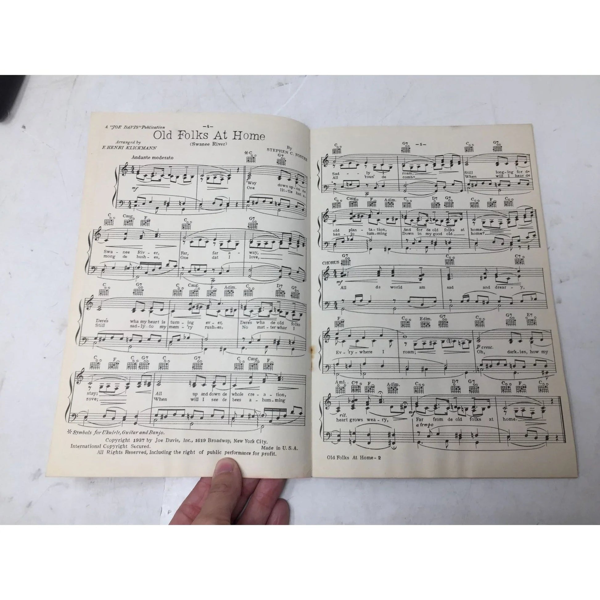 Joe Davis' Folio of Stephen C Foster's Famous Songs - A+ Stuff - SHEET MUSIC - A+ Stuff
