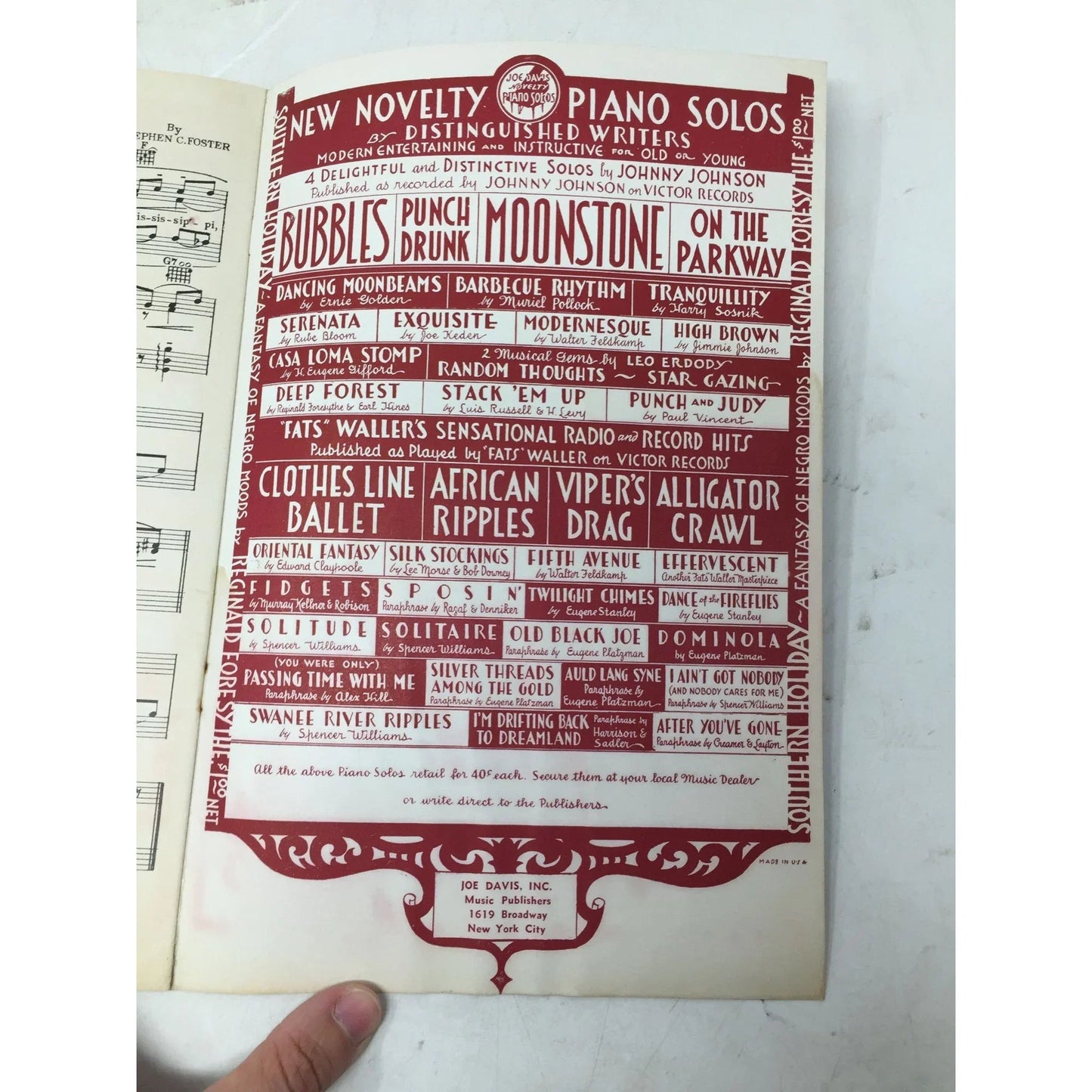 Joe Davis' Folio of Stephen C Foster's Famous Songs - A+ Stuff - SHEET MUSIC - A+ Stuff