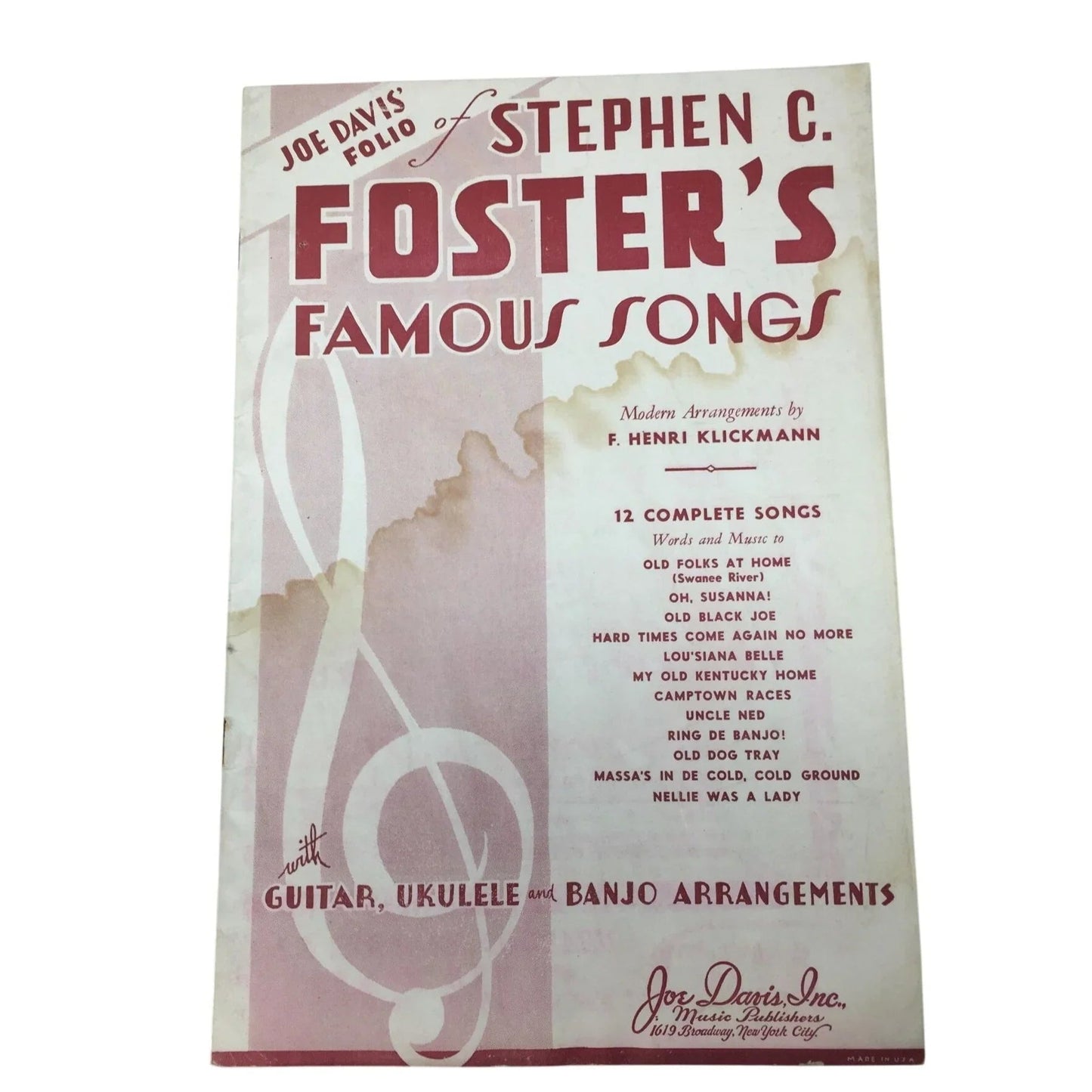 Joe Davis' Folio of Stephen C Foster's Famous Songs - A+ Stuff - SHEET MUSIC - A+ Stuff