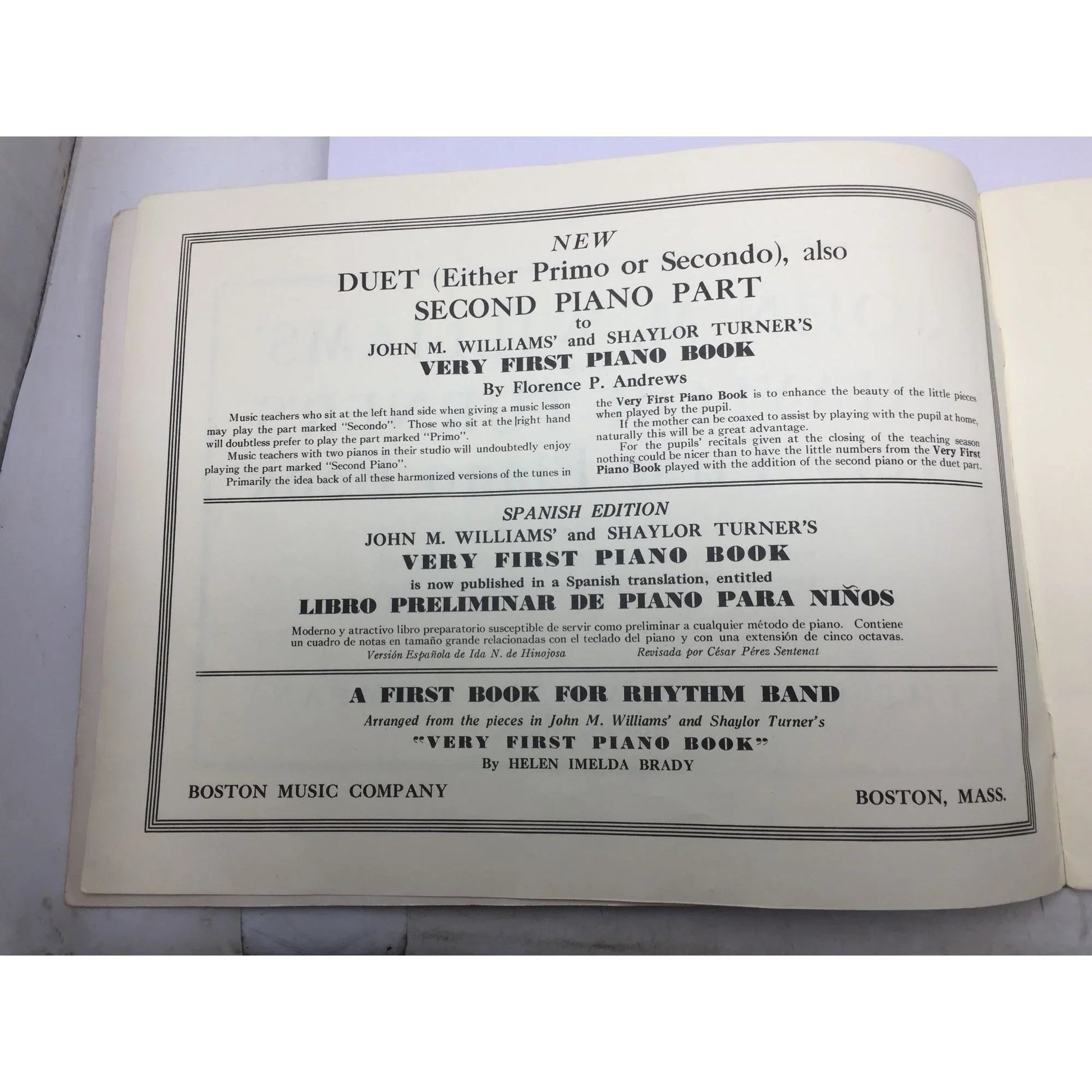''John M Williams and Shaylor Turners Very First Piano Book'' - A+ Stuff - SHEET MUSIC - A+ Stuff