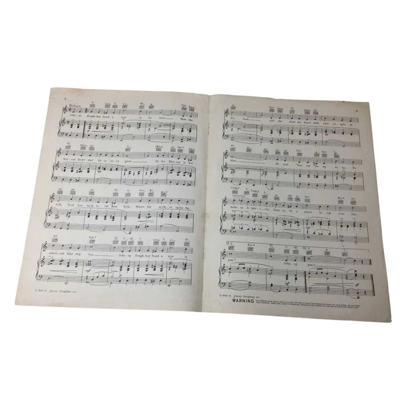 ''Johnny Doughboy Found A Rose in Ireland'' Vintage sheet music - A+ Stuff - sheet music - A+ Stuff