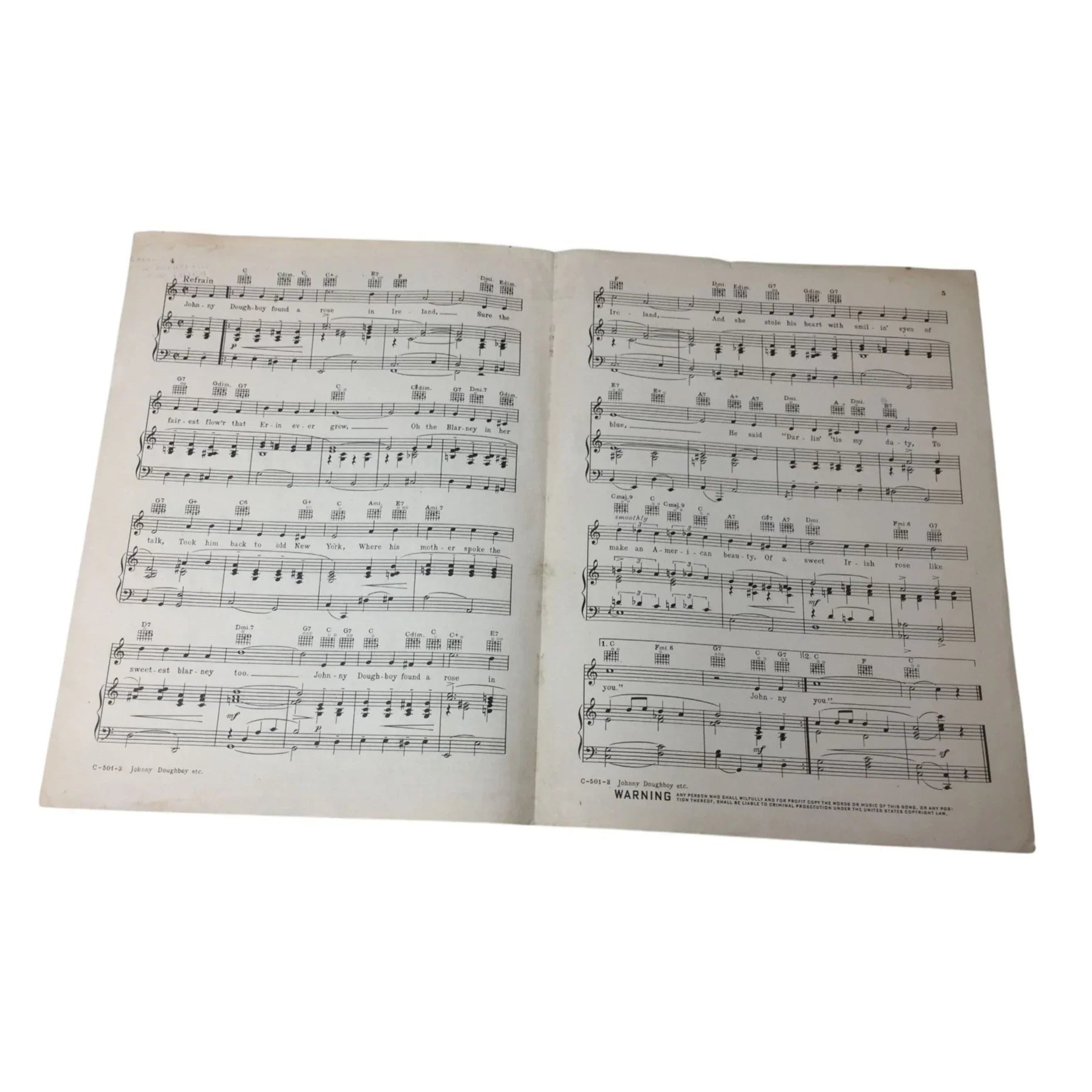 ''Johnny Doughboy Found A Rose in Ireland'' Vintage sheet music - A+ Stuff - sheet music - A+ Stuff