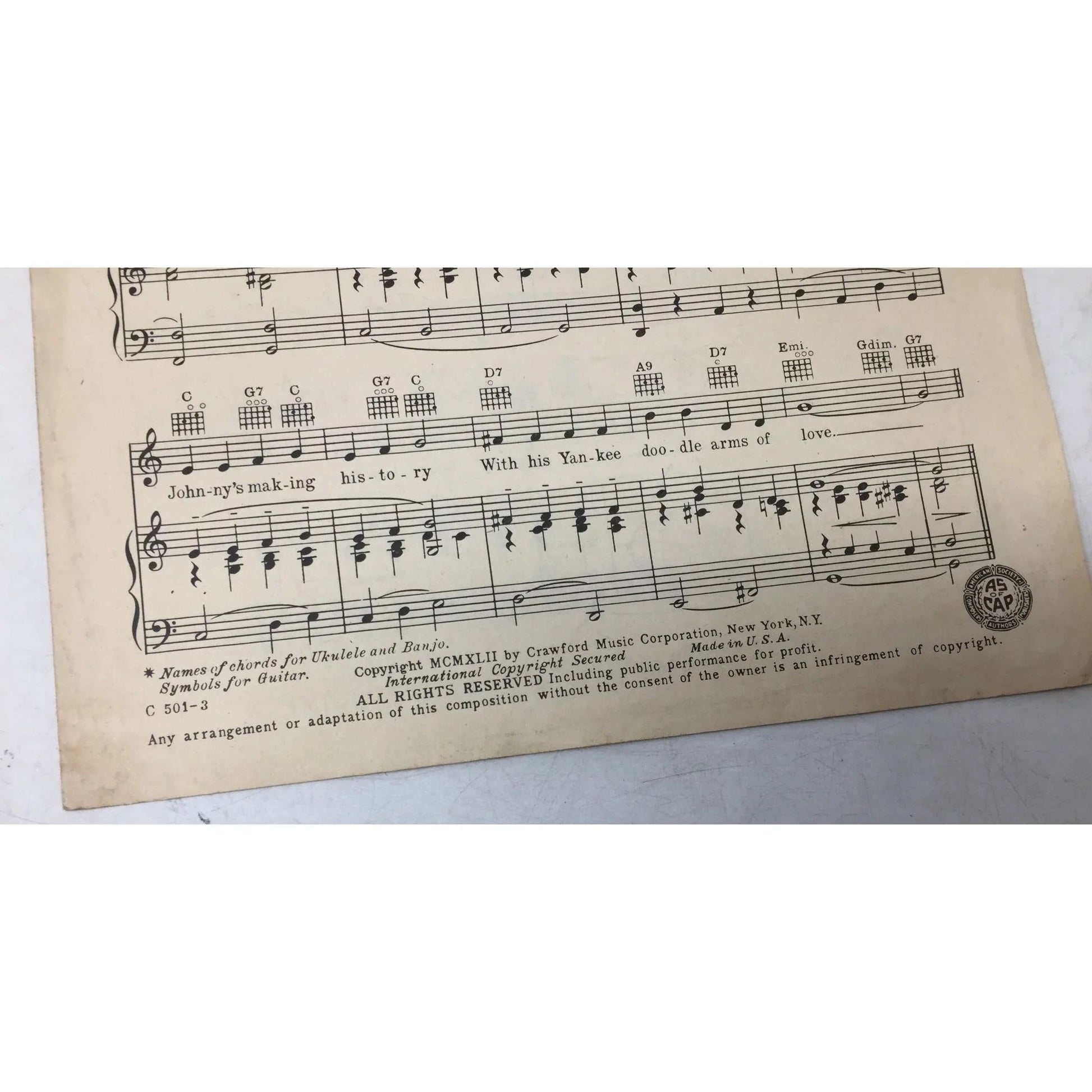 ''Johnny Doughboy Found A Rose in Ireland'' Vintage sheet music - A+ Stuff - sheet music - A+ Stuff