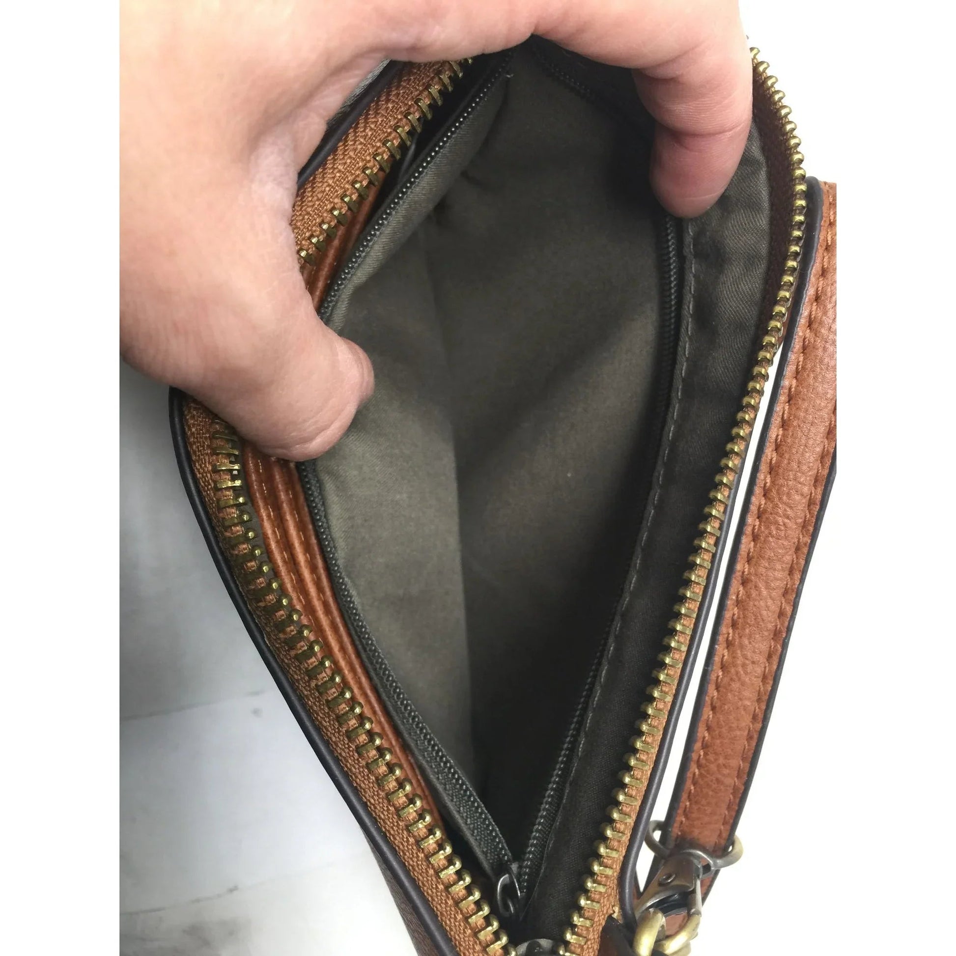 Joy Susan Zippered Brown Crossbody Purse with Pockets inside for Storage - joy susan - Bag - A+ Stuff