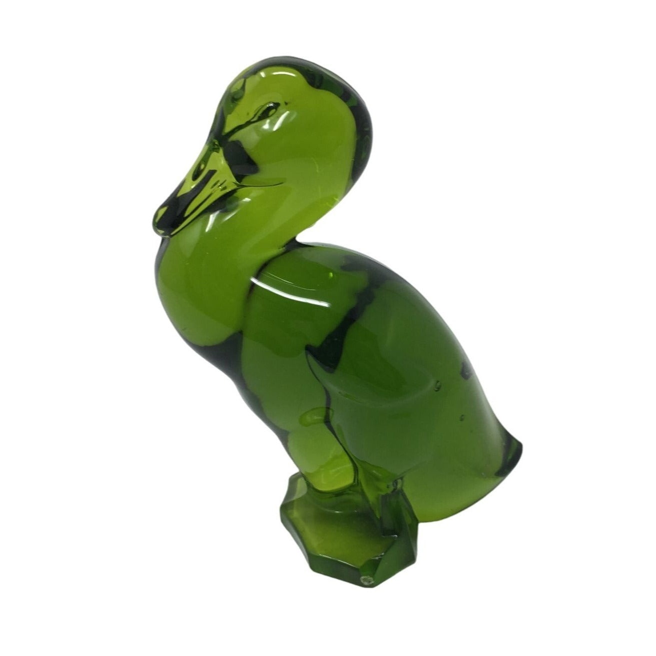 Vintage Green Glass Duck Figurine- about 4.5'' tall