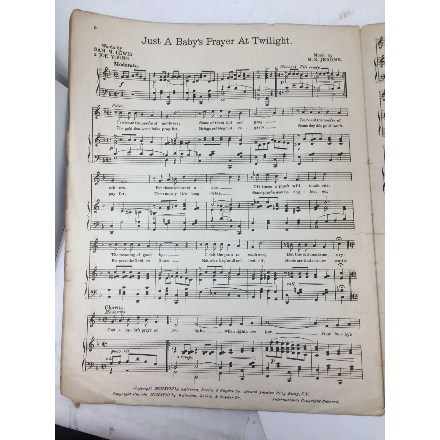 ''Just A Baby's Prayer at Twilight (For Her Daddy Over There)'' - A+ Stuff - SHEET MUSIC - A+ Stuff
