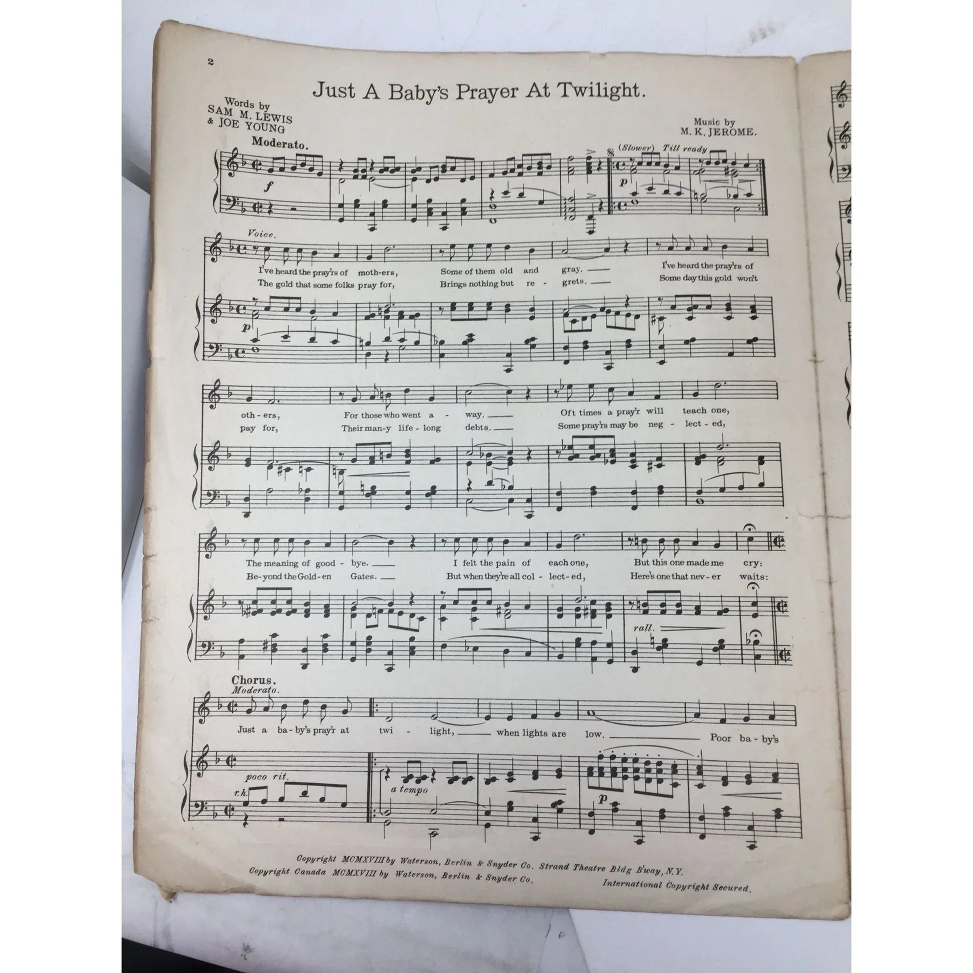 ''Just A Baby's Prayer at Twilight (For Her Daddy Over There)'' - A+ Stuff - SHEET MUSIC - A+ Stuff