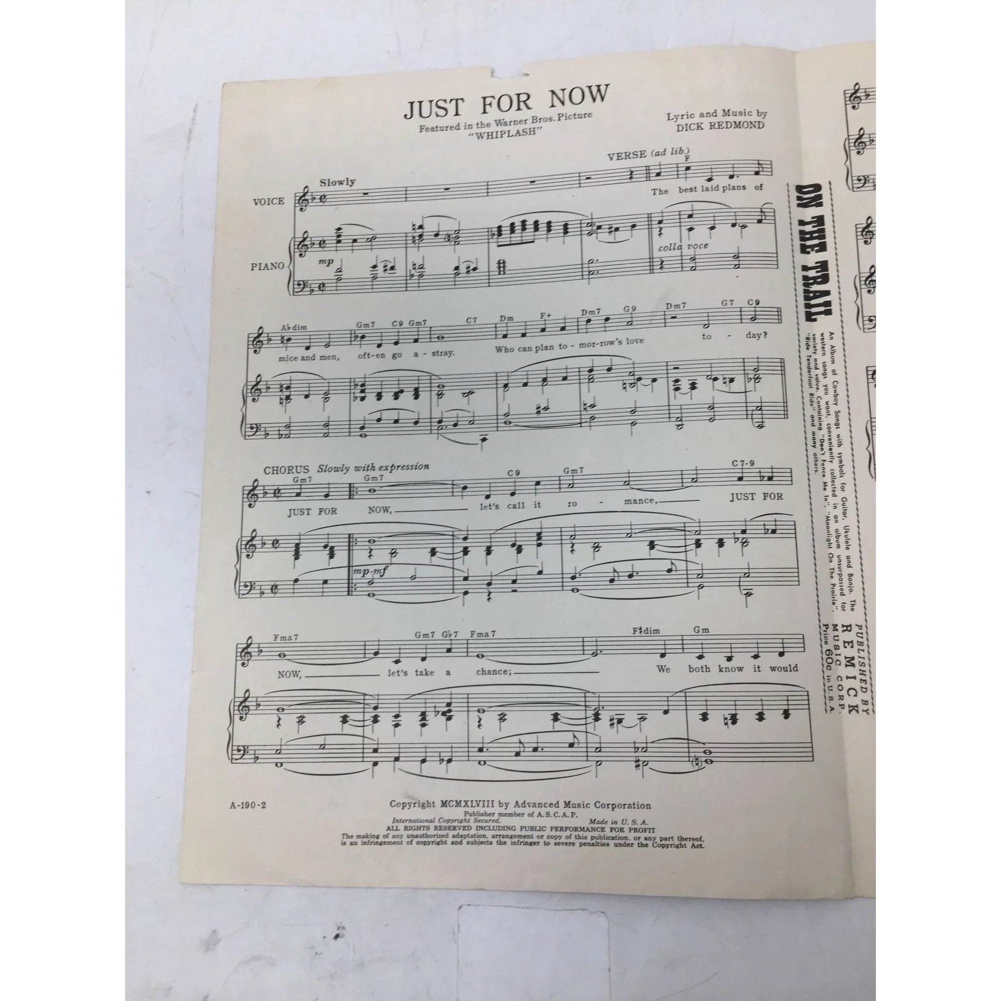 ''Just For You'' Words and Music by Dick Redmond - A+ Stuff - sheet music - A+ Stuff