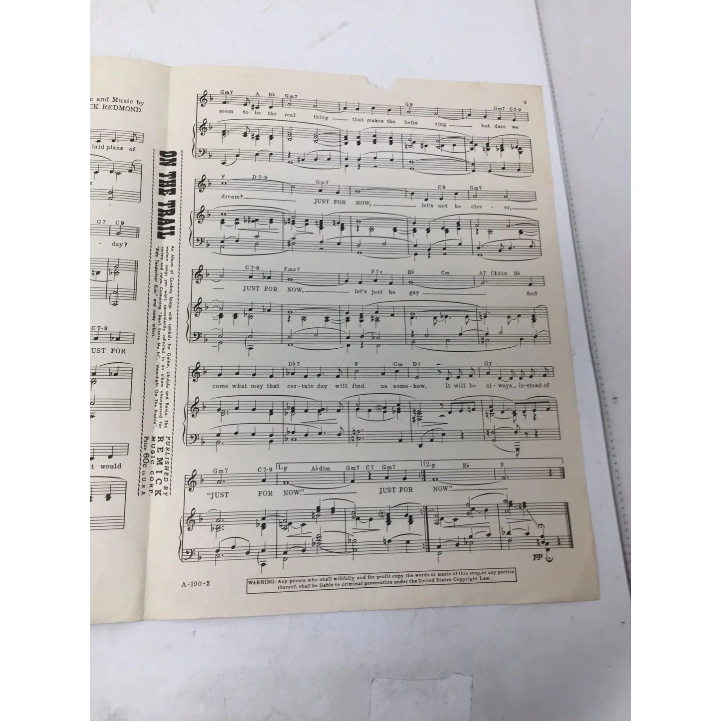 ''Just For You'' Words and Music by Dick Redmond - A+ Stuff - sheet music - A+ Stuff