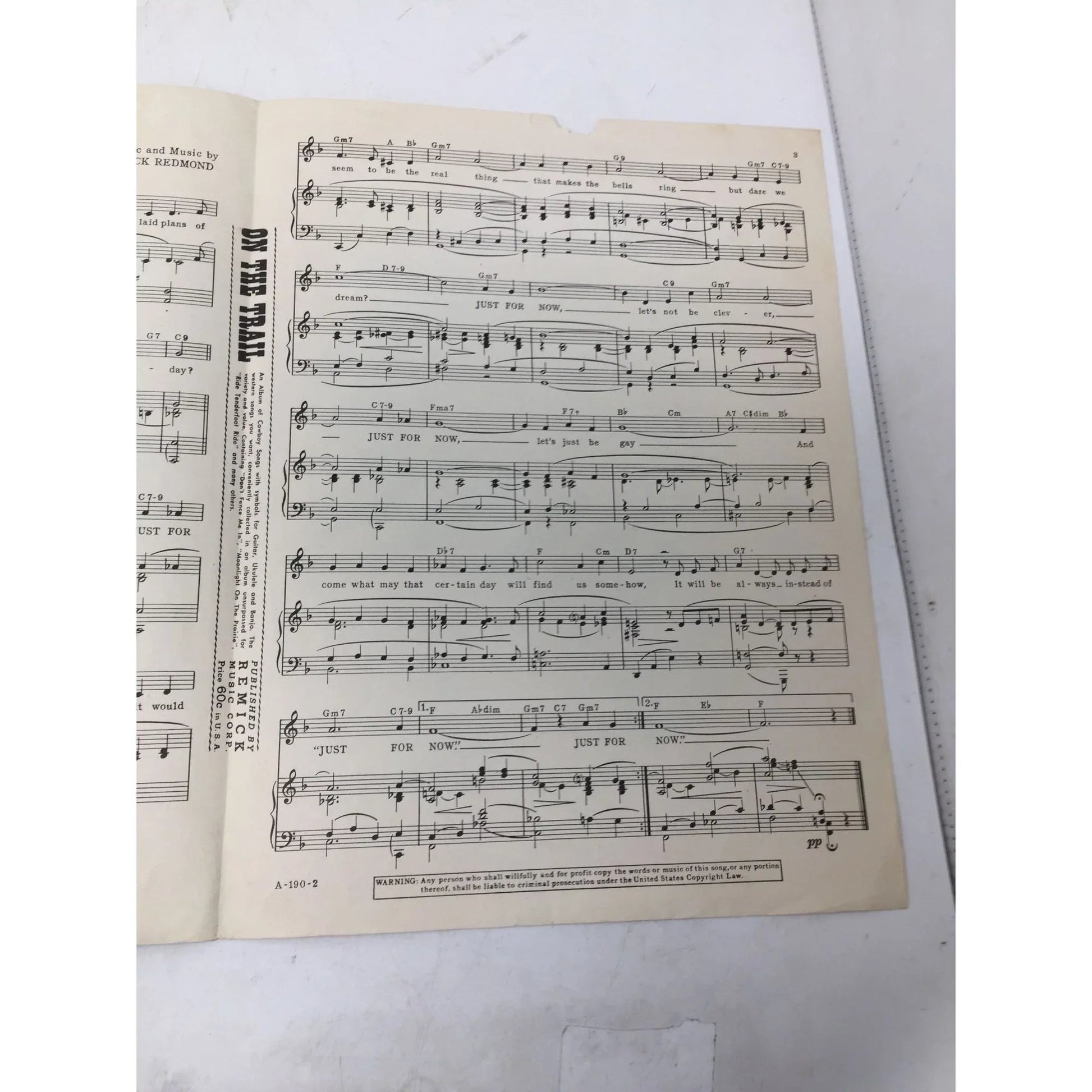 ''Just For You'' Words and Music by Dick Redmond - A+ Stuff - sheet music - A+ Stuff