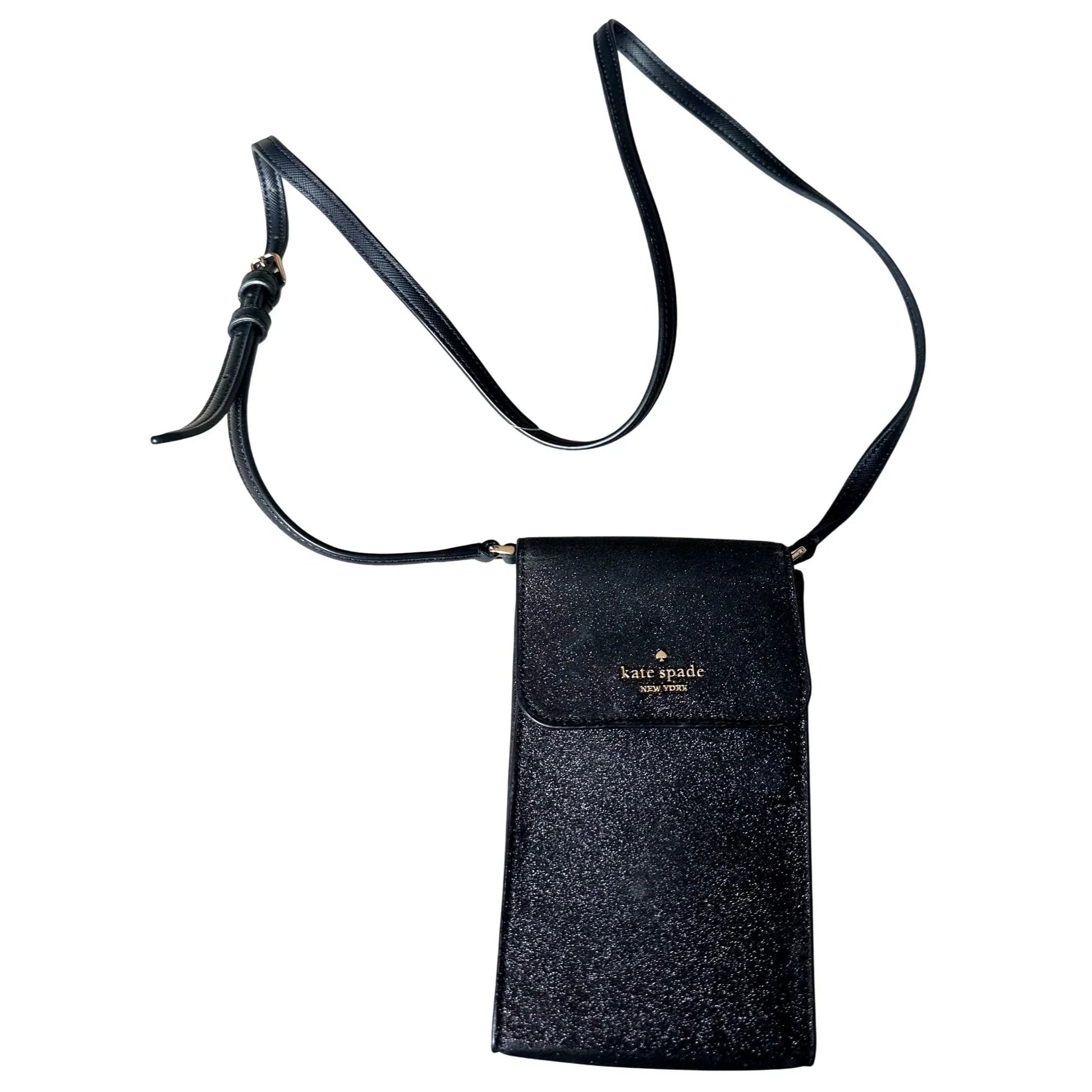 Kate Spade Black Glitter North South Phone Crossbody Bag - Kate Spade - Designer bag - A+ Stuff