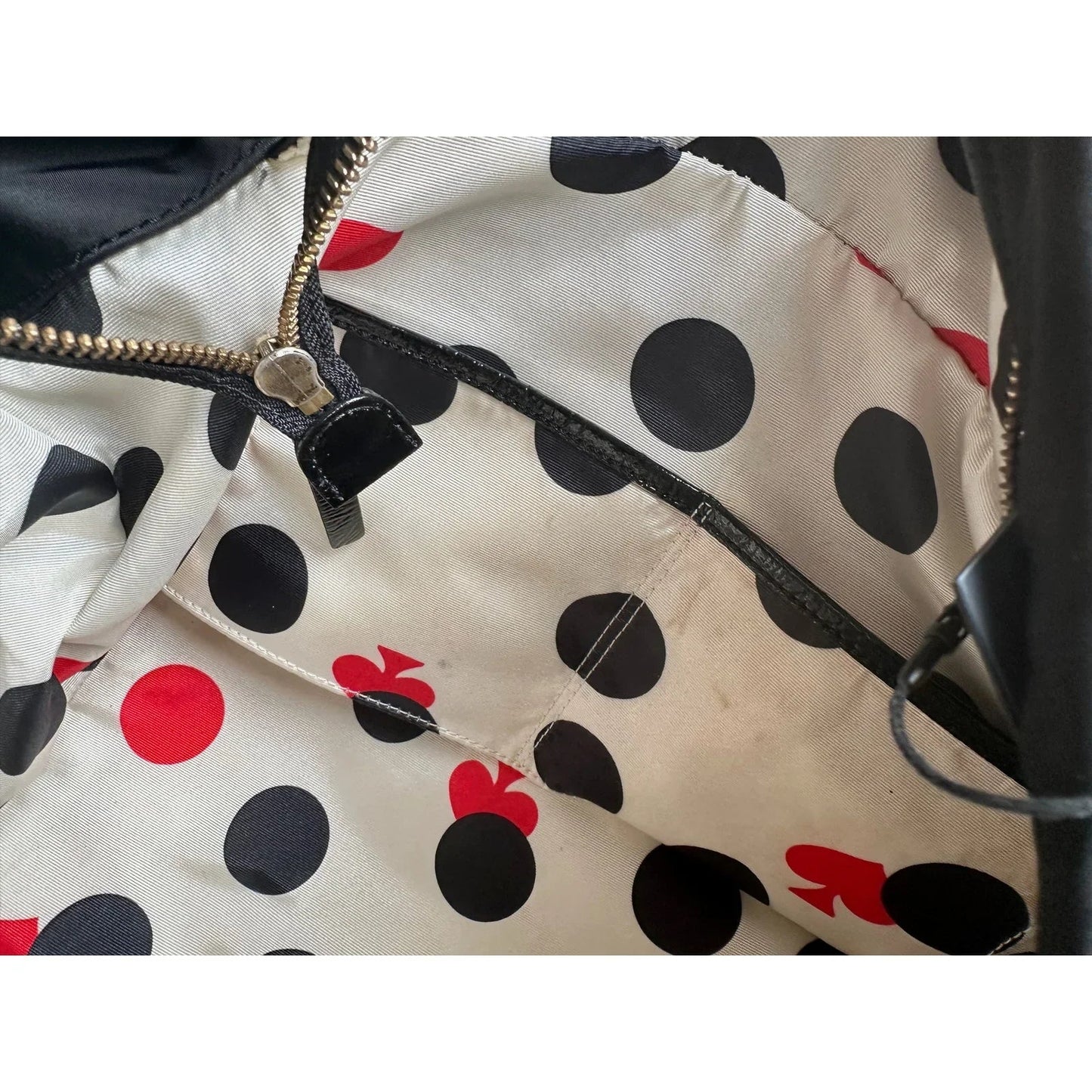 Kate Spade Black Nylon Ribbon Handbag - Polka Dot Interior - Kate Spade - Handbags - A+ Stuff