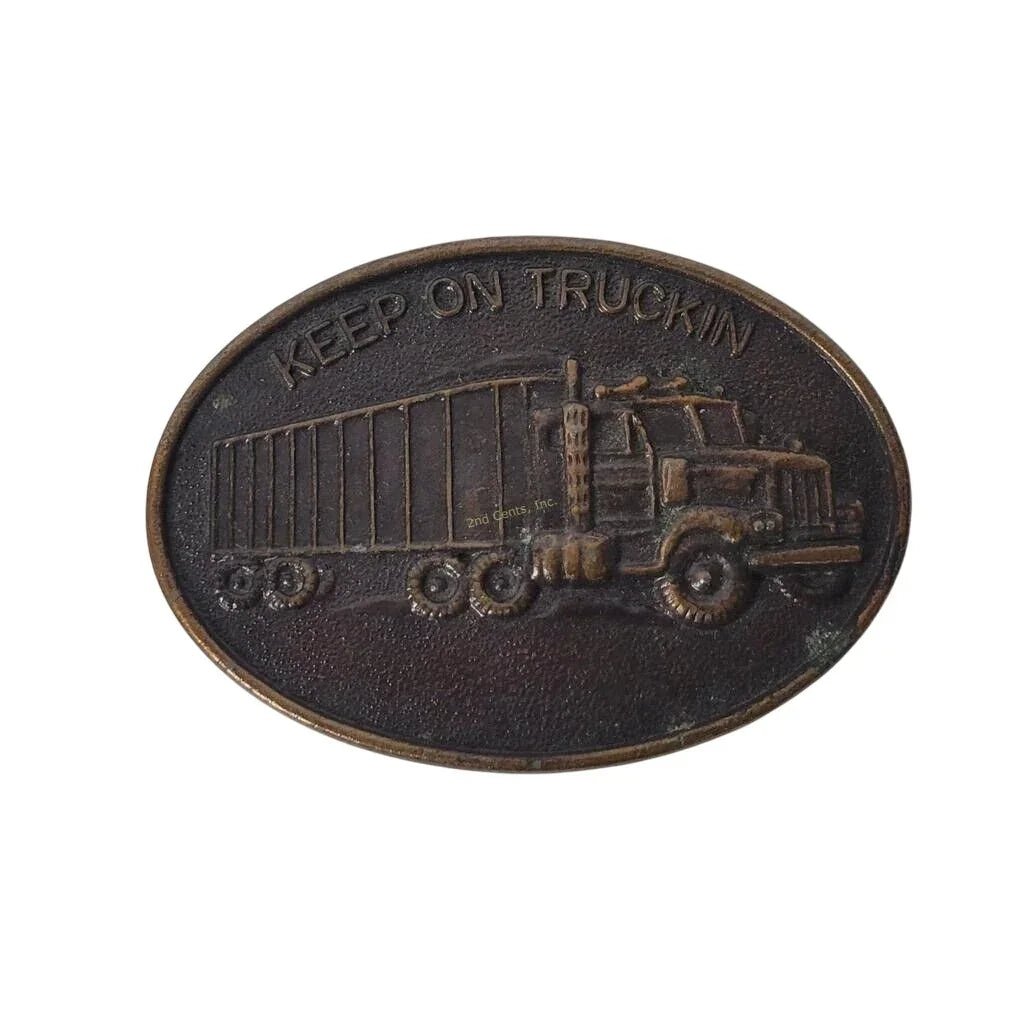 Keep On Truckin' Vintage Metal Belt Buckle - A+ Stuff