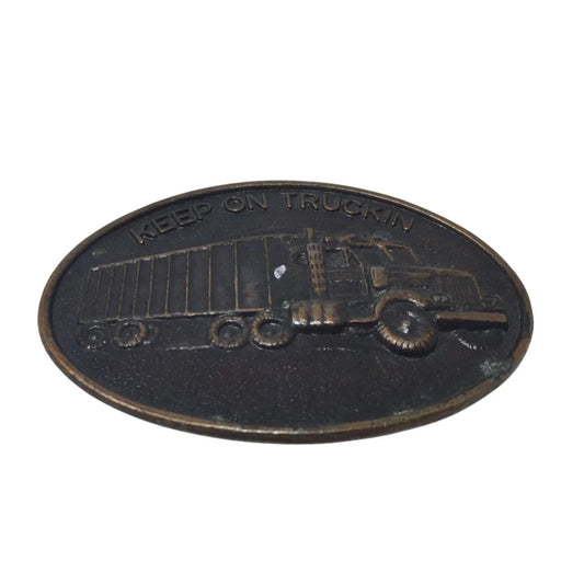 Keep On Truckin' Vintage Metal Belt Buckle - A+ Stuff