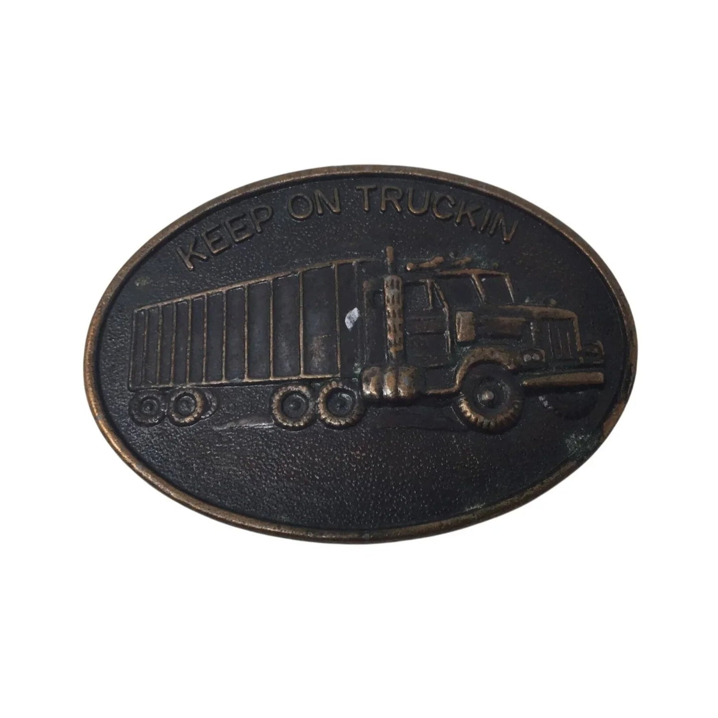 Keep On Truckin' Vintage Metal Belt Buckle - A+ Stuff