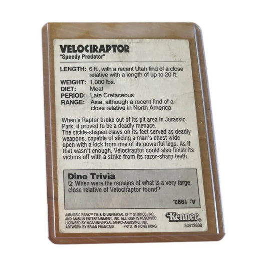 Kenner ''Raptor Escape!'' Jurassic Park 12 Collectible Trading Card - kenner - Collectible Trading Cards - A+ Stuff