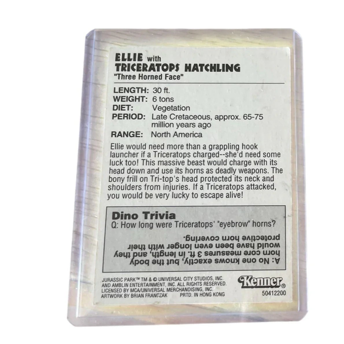 Kenner ''Tri - top Rumble!'' Jurassic Park Collectible Trading Card - kenner - Collectible Trading Cards - A+ Stuff