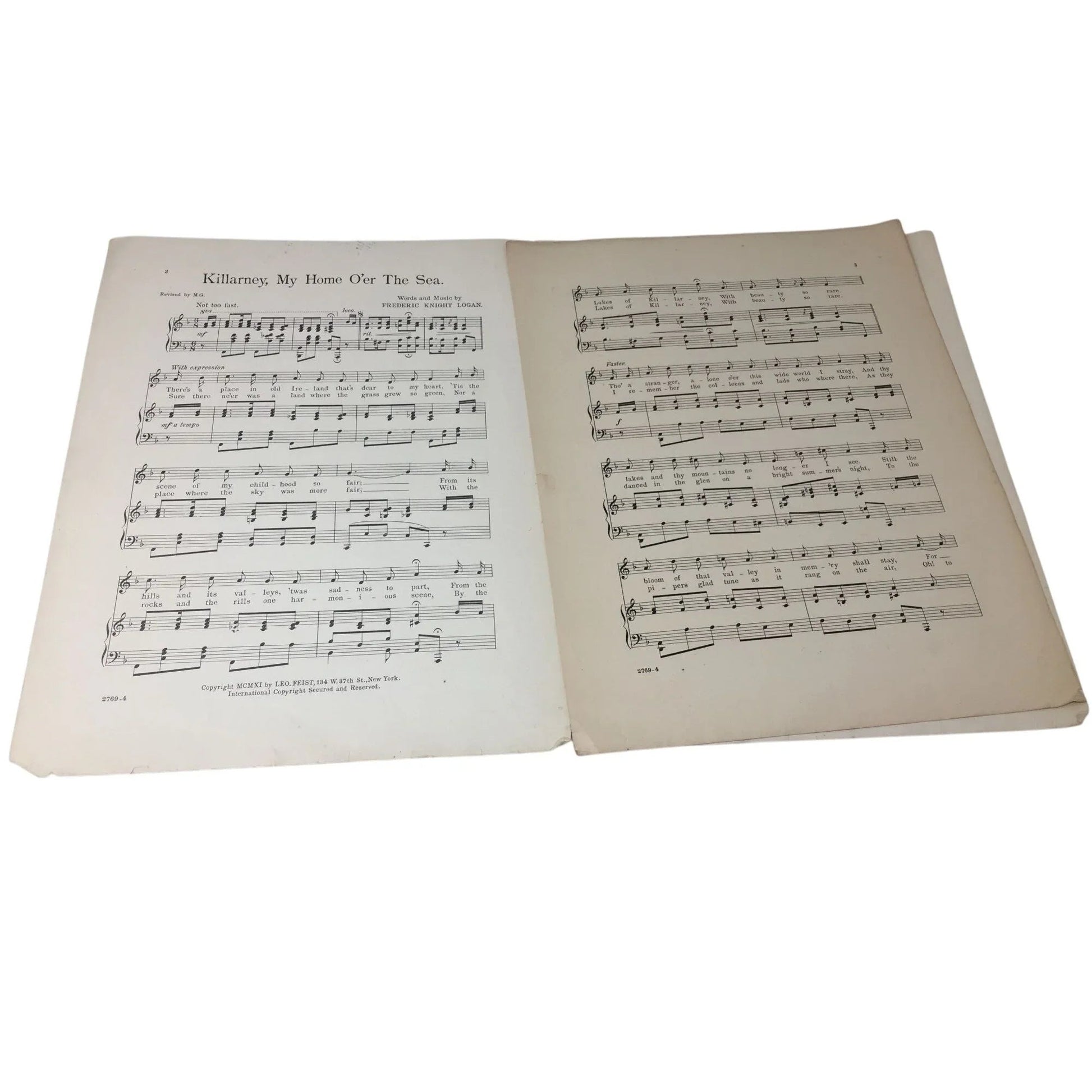 Killarney My Home O' Er the Sea by Frederic Knight Logan - A+ Stuff - SHEET MUSIC - A+ Stuff