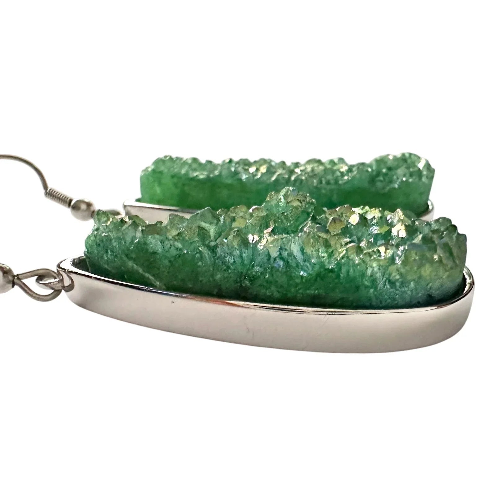 Kinsley Armelle Druzy Silver Jade Quartz Drop Earrings - Kinsley Armelle - Earrings - A+ Stuff