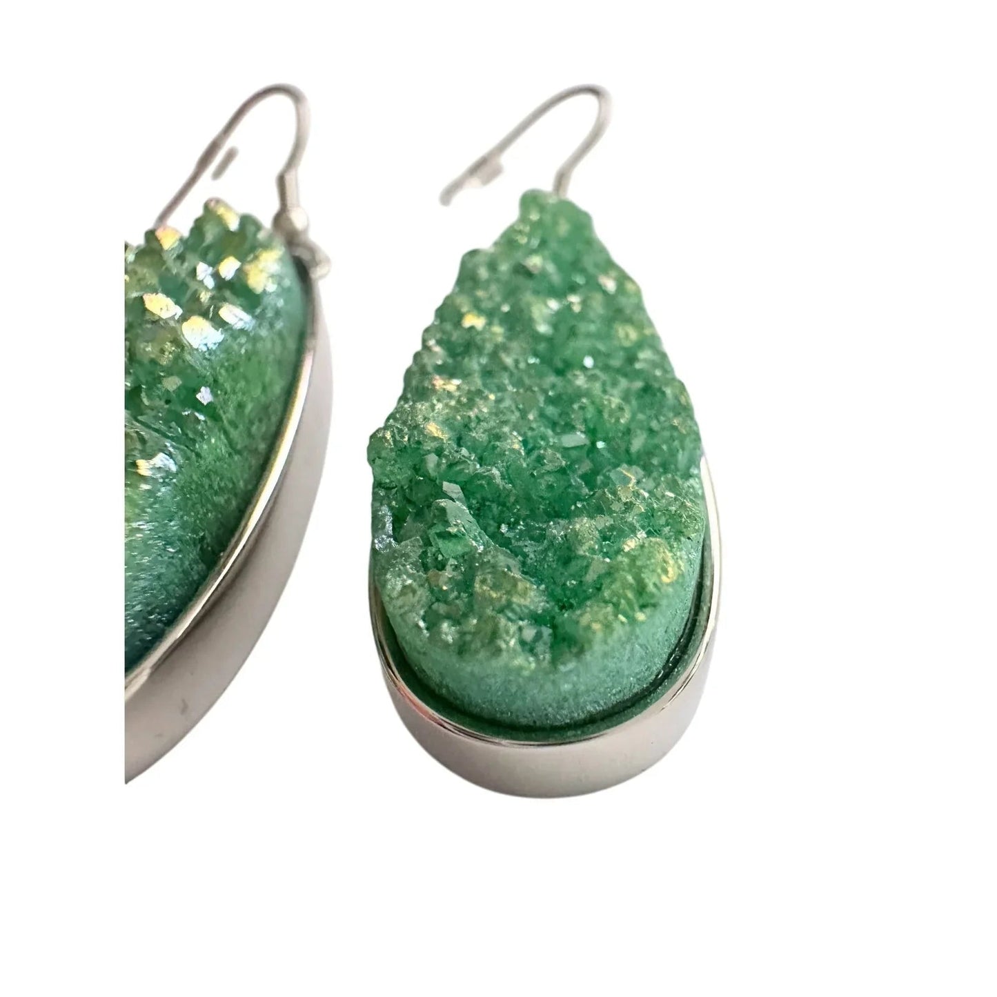 Kinsley Armelle Druzy Silver Jade Quartz Drop Earrings - Kinsley Armelle - Earrings - A+ Stuff