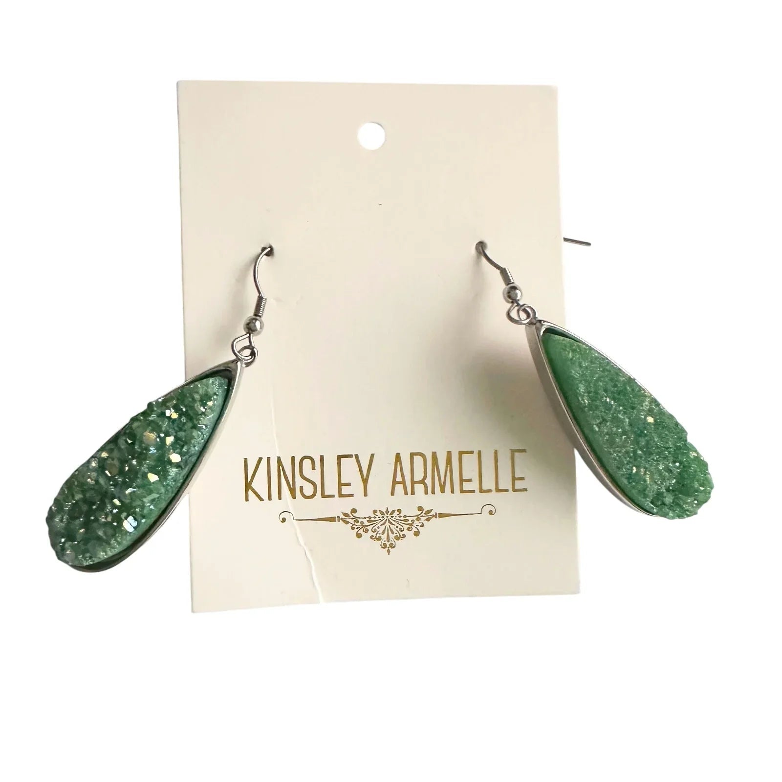 Kinsley Armelle Druzy Silver Jade Quartz Drop Earrings - Kinsley Armelle - Earrings - A+ Stuff