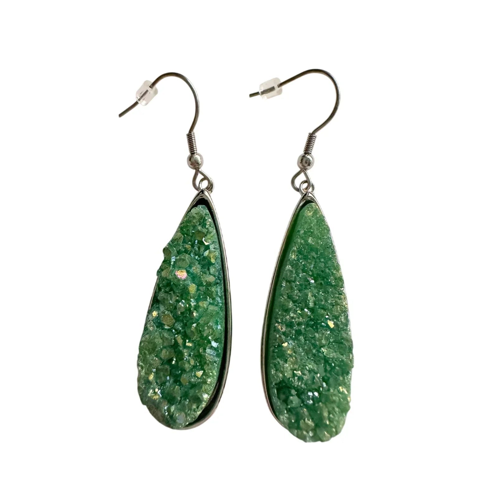 Kinsley Armelle Druzy Silver Jade Quartz Drop Earrings - Kinsley Armelle - Earrings - A+ Stuff