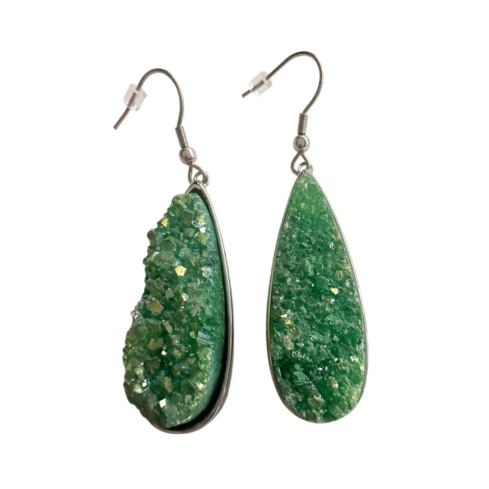 Kinsley Armelle Druzy Silver Jade Quartz Drop Earrings - Kinsley Armelle - Earrings - A+ Stuff