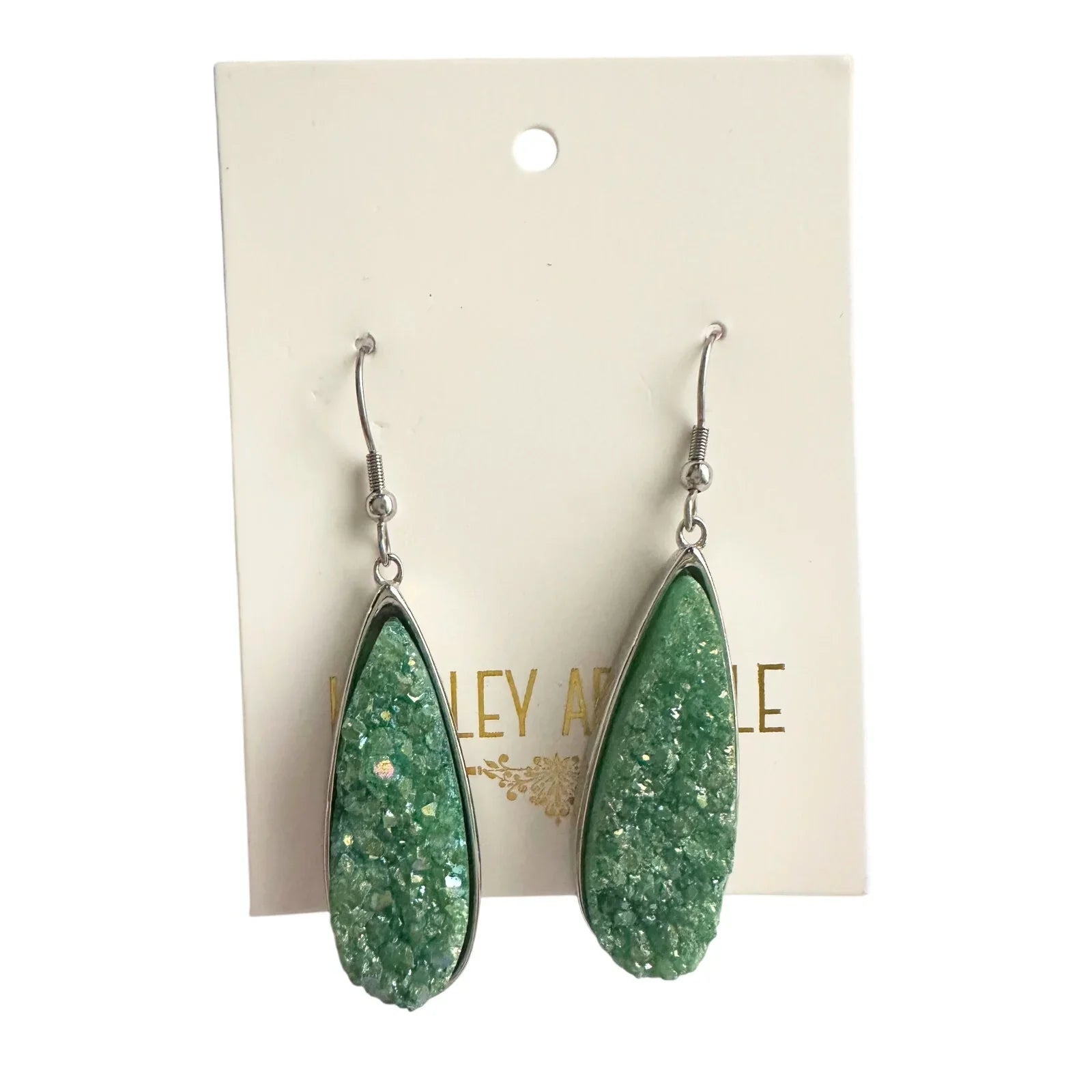 Kinsley Armelle Druzy Silver Jade Quartz Drop Earrings - Kinsley Armelle - Earrings - A+ Stuff