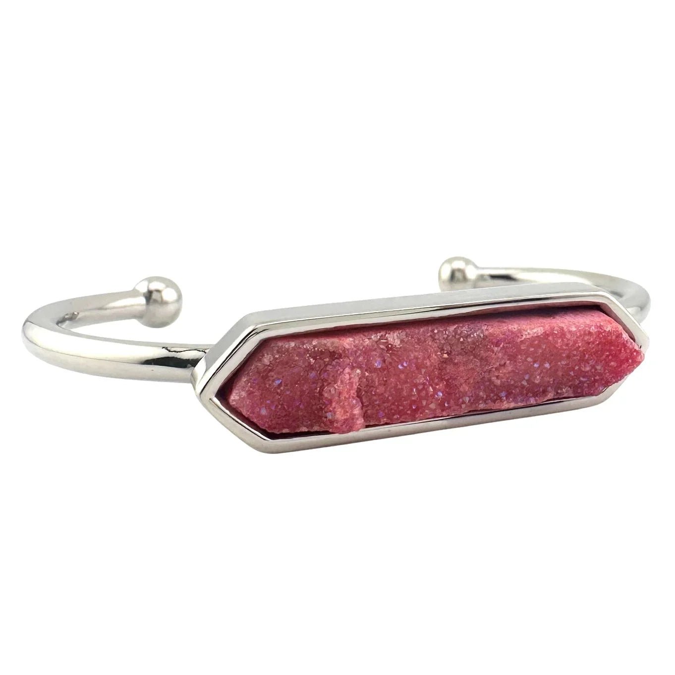 Kinsley Armelle Pink Blush Quartz Silver Ion Plated Stainless Bangle - Kinsley Armelle - Bracelet - A+ Stuff